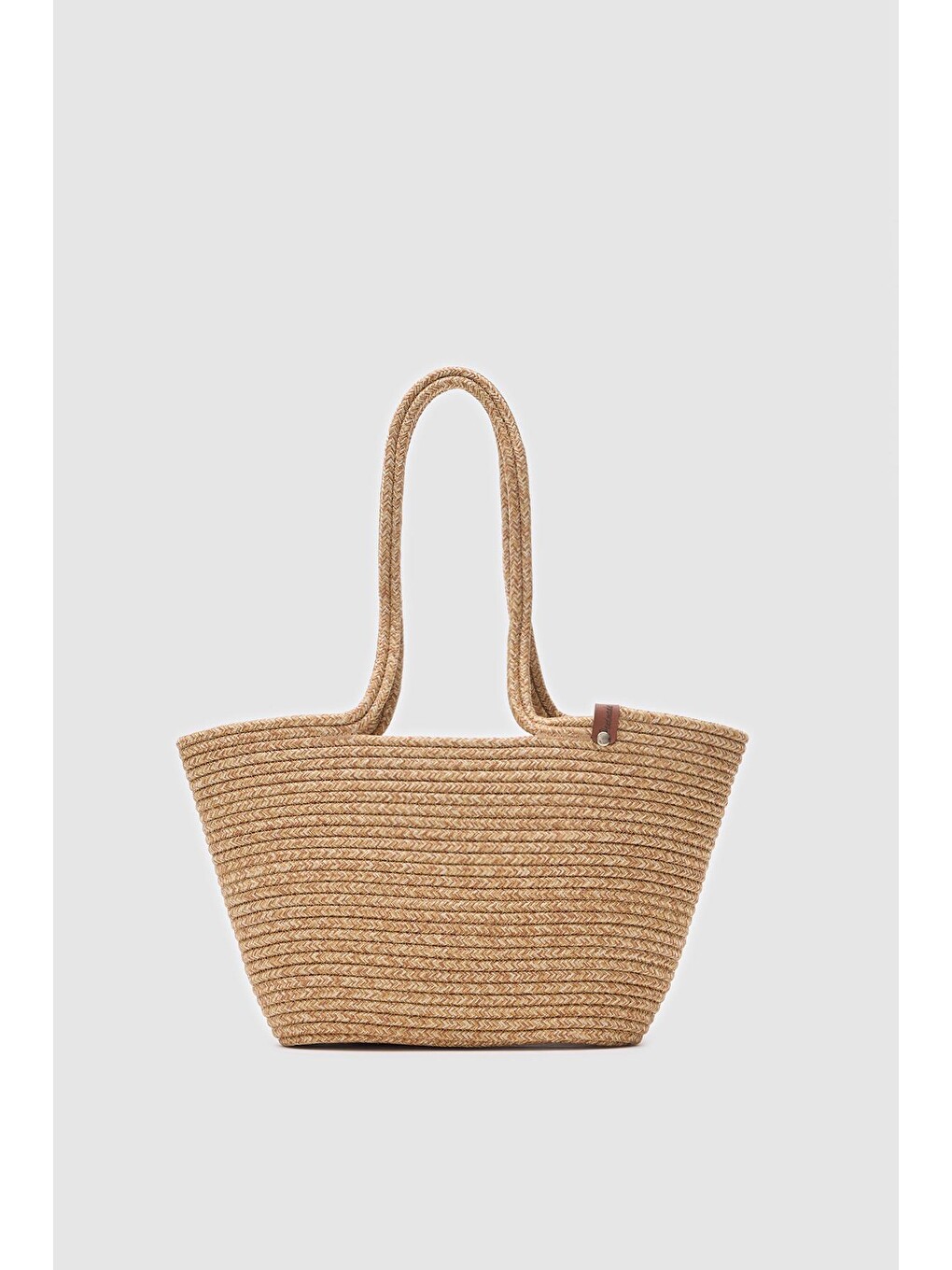 Bej Dorena Handmade Hasır Omuz Çantası Vizon-4