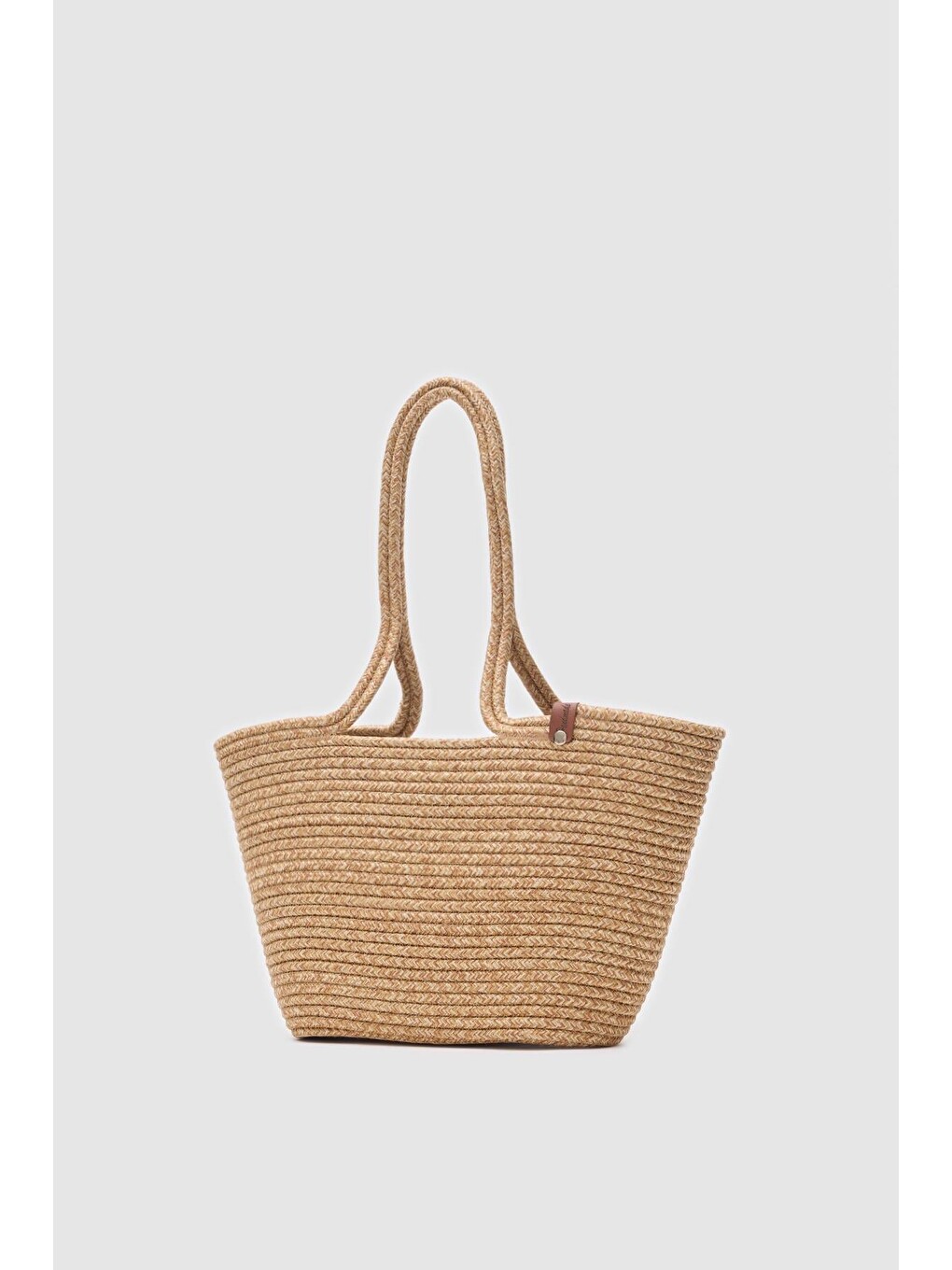 Bej Dorena Handmade Hasır Omuz Çantası Vizon-5