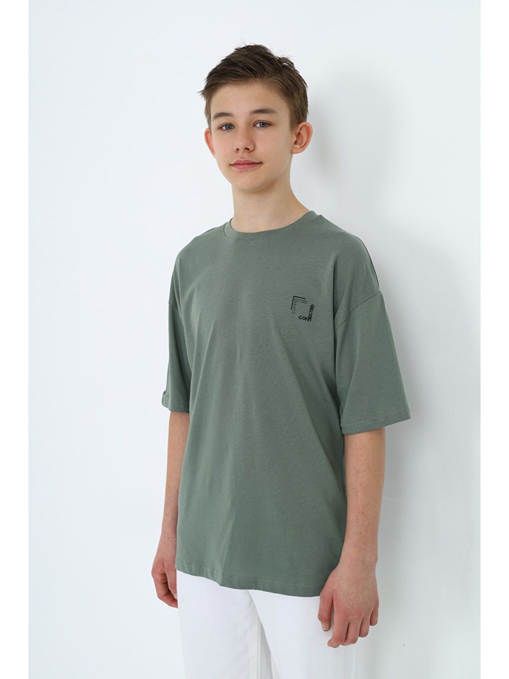 Yeşil Erkek Çocuk Baskılı Tişört-1