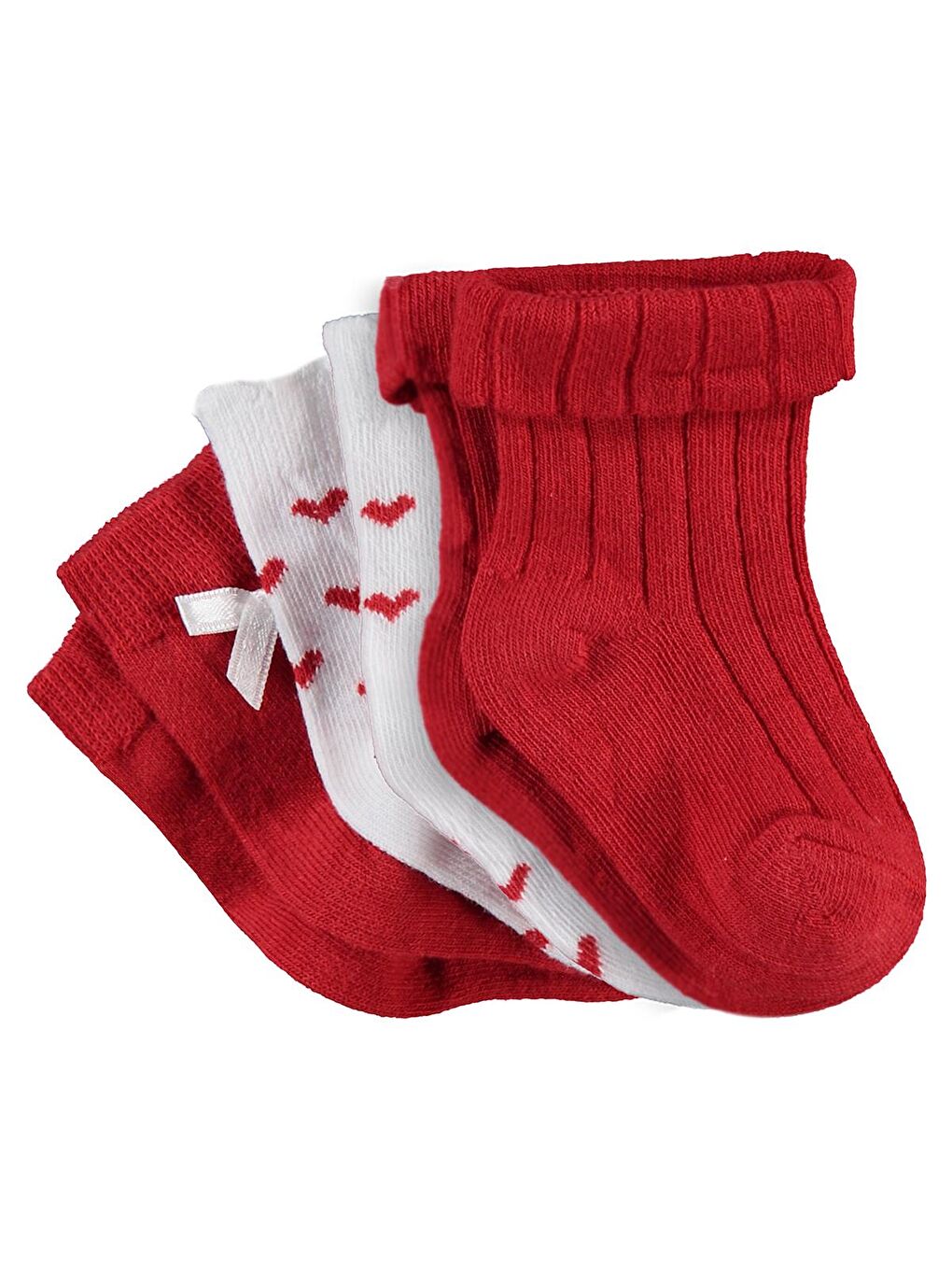 Beyaz Baby Fiyonk Aksesuarlı 3'lü 6- Bebek Kız Çorap Set - Standart-2