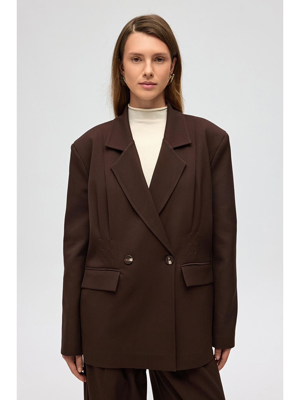 Kahverengi Solvei Pile Detay Kahve Blazer-2