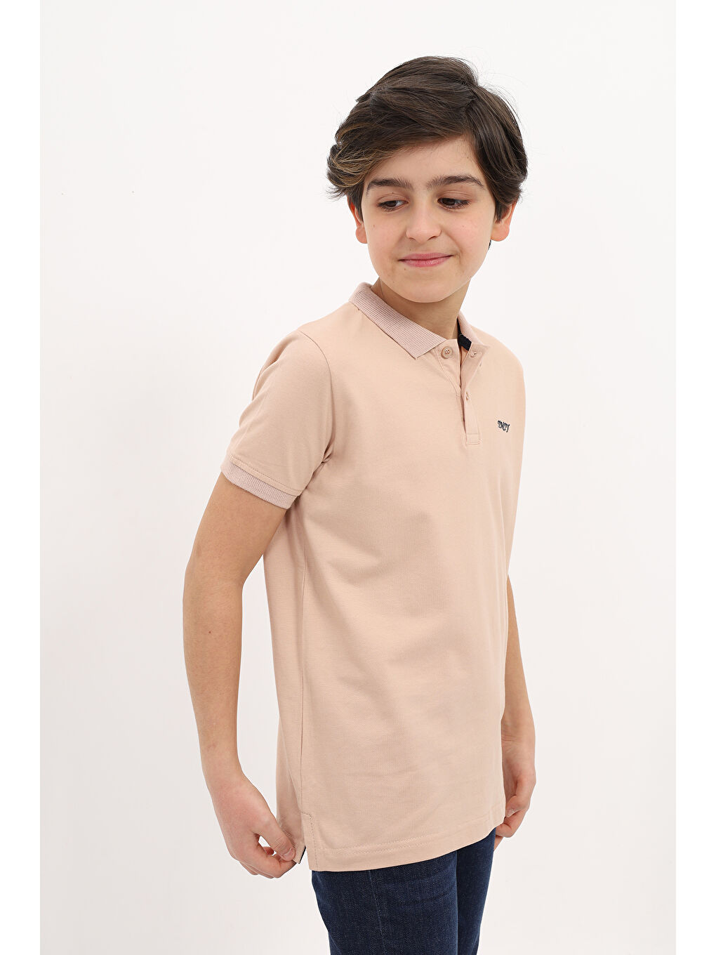 Bej Erkek Çocuk Nakışlı Tişört-2