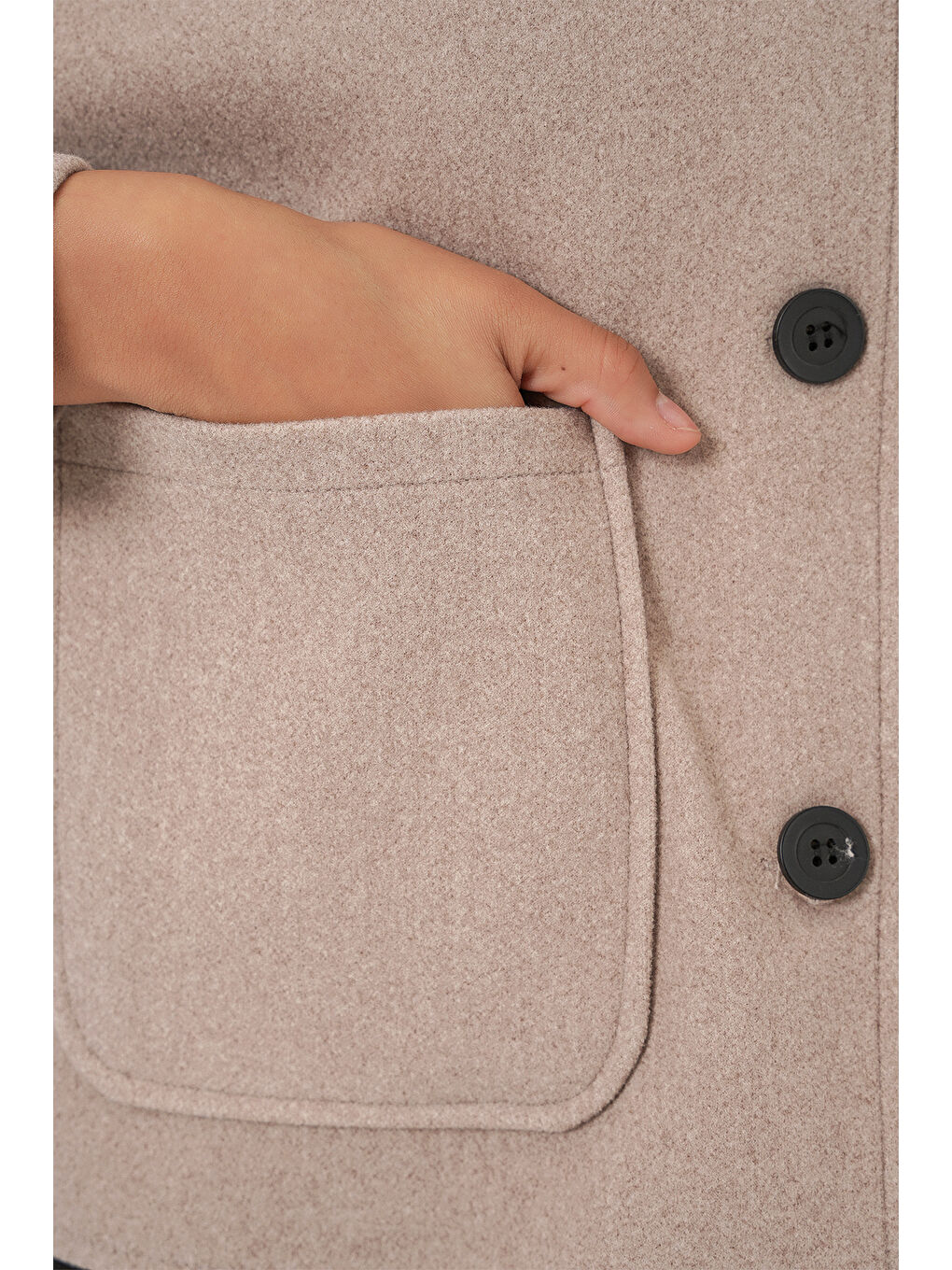 0713 Kadın Kaşe Ceket - Bej-6