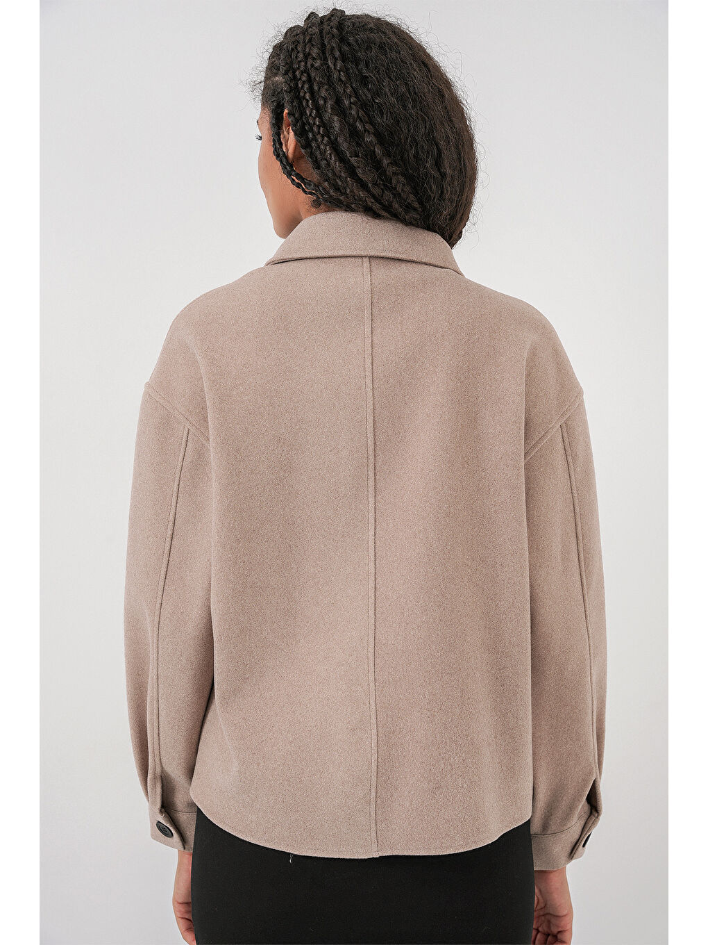 0713 Kadın Kaşe Ceket - Bej-7