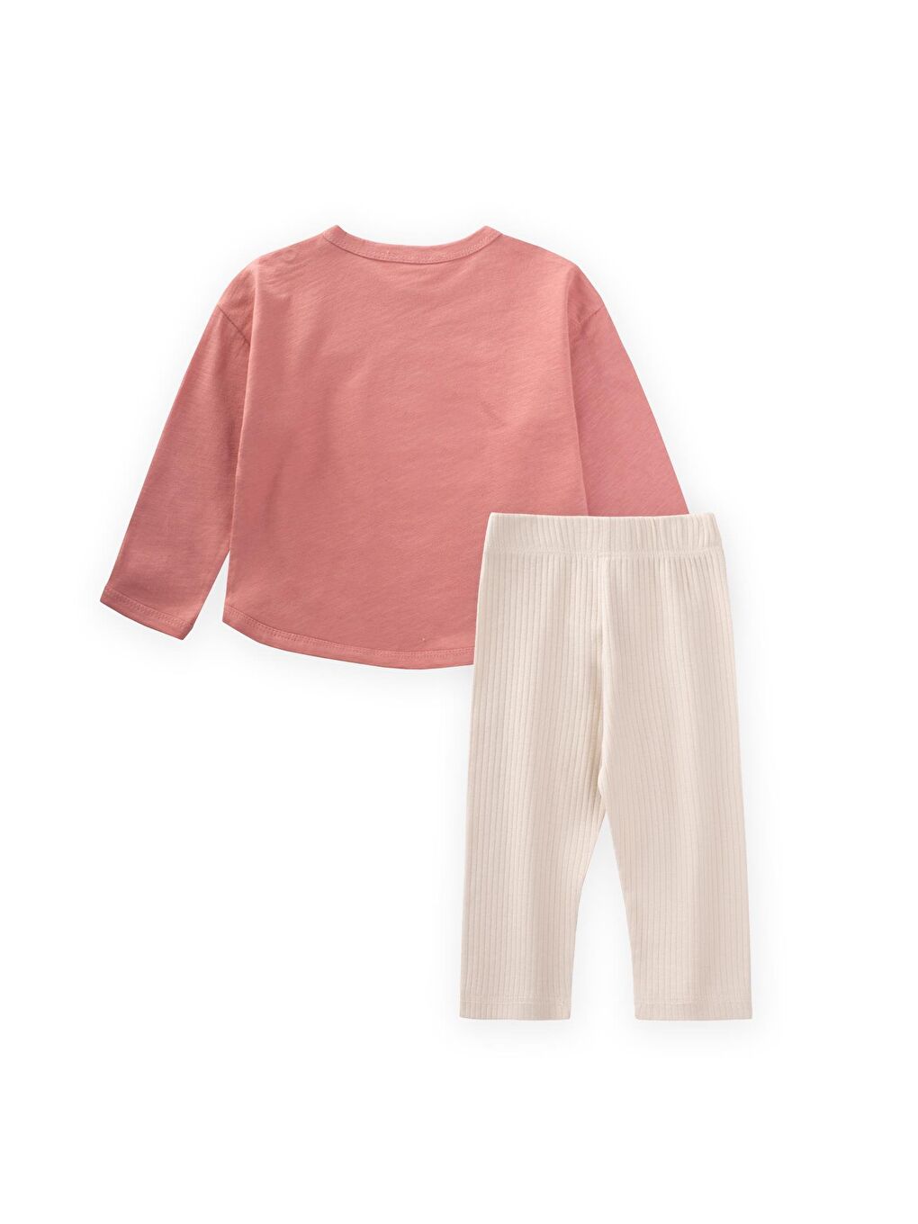 Uzun Kollu Baskılı T-Shırt Takım 1-5 Yaş K Pembe-1