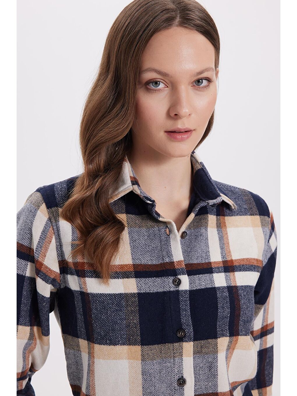 Karışık Kadın Oversize Geniş Kesim Oduncu Ekose Gömlek-1