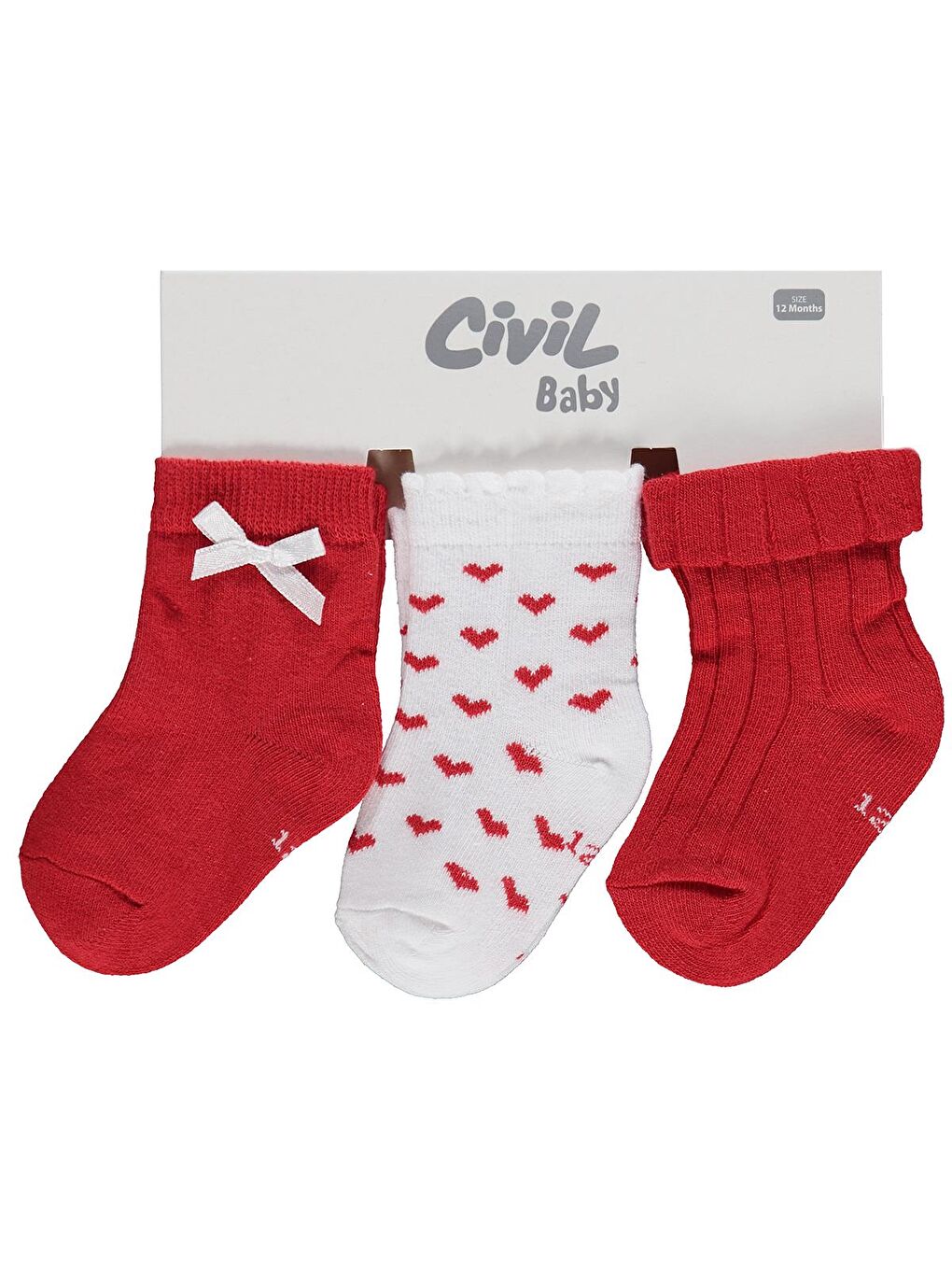 Beyaz Baby Fiyonk Aksesuarlı 3'lü 6- Bebek Kız Çorap Set - Standart-5