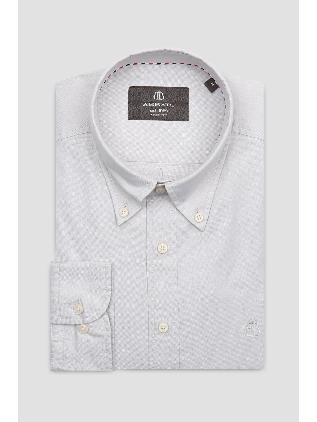 Luca Oxford Stretch Pamuk Karışımlı Comfort Fit Gri Düğmeli Yaka Erkek Düz Gömlek-2