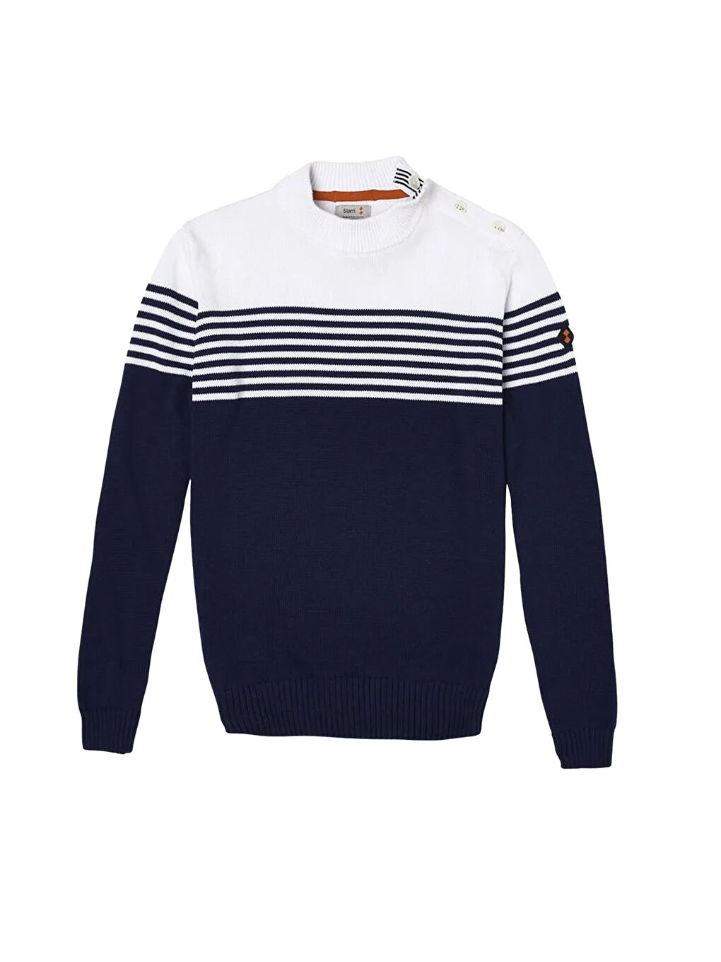 Lacivert Yarım Balıkçı Yaka Çizgili Erkek Sweatshirt