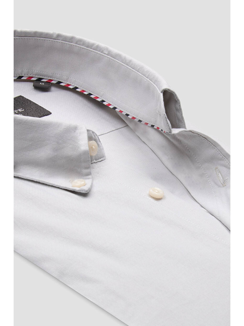 Luca Oxford Stretch Pamuk Karışımlı Comfort Fit Gri Düğmeli Yaka Erkek Düz Gömlek-3