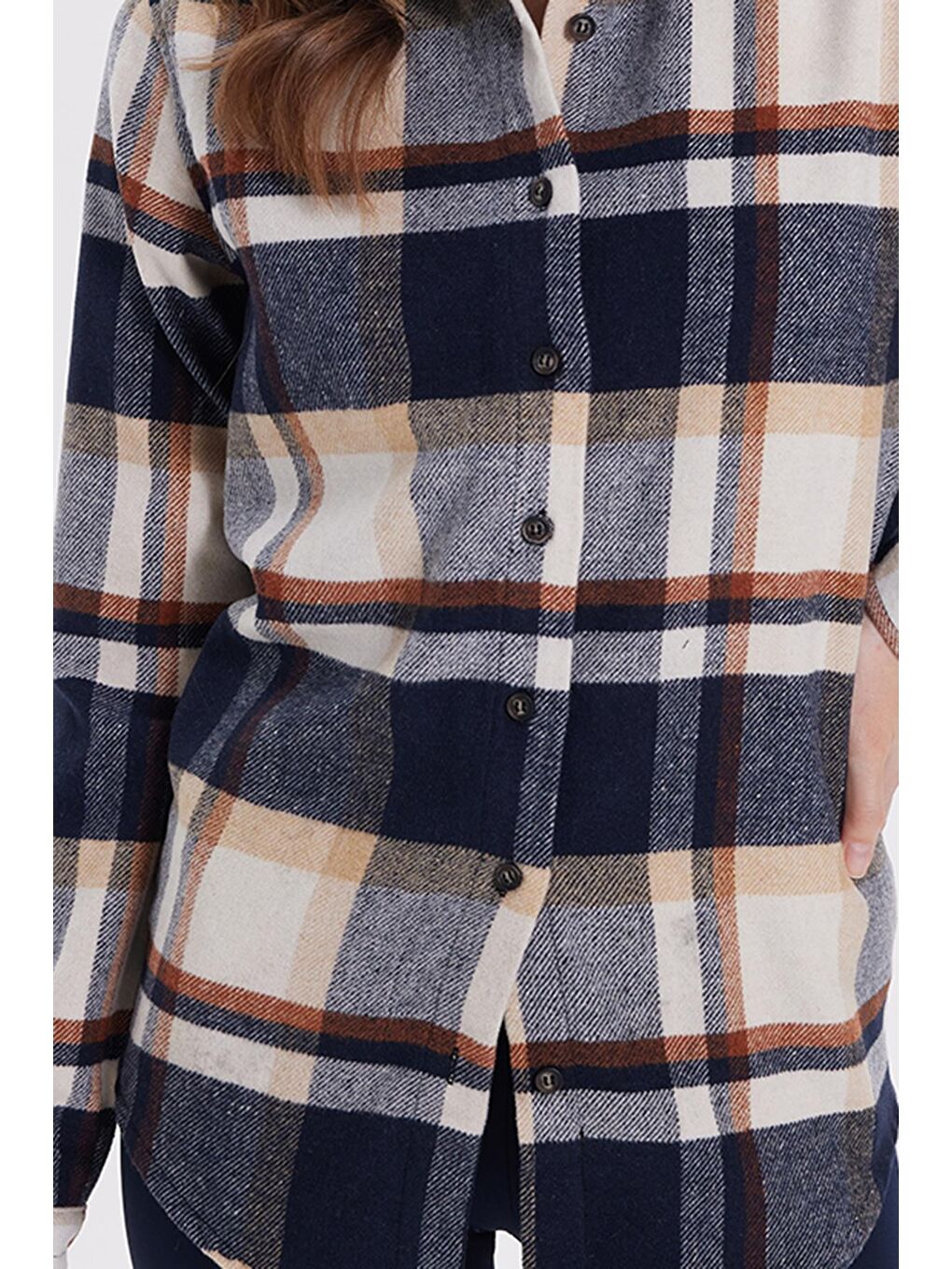 Karışık Kadın Oversize Geniş Kesim Oduncu Ekose Gömlek-2