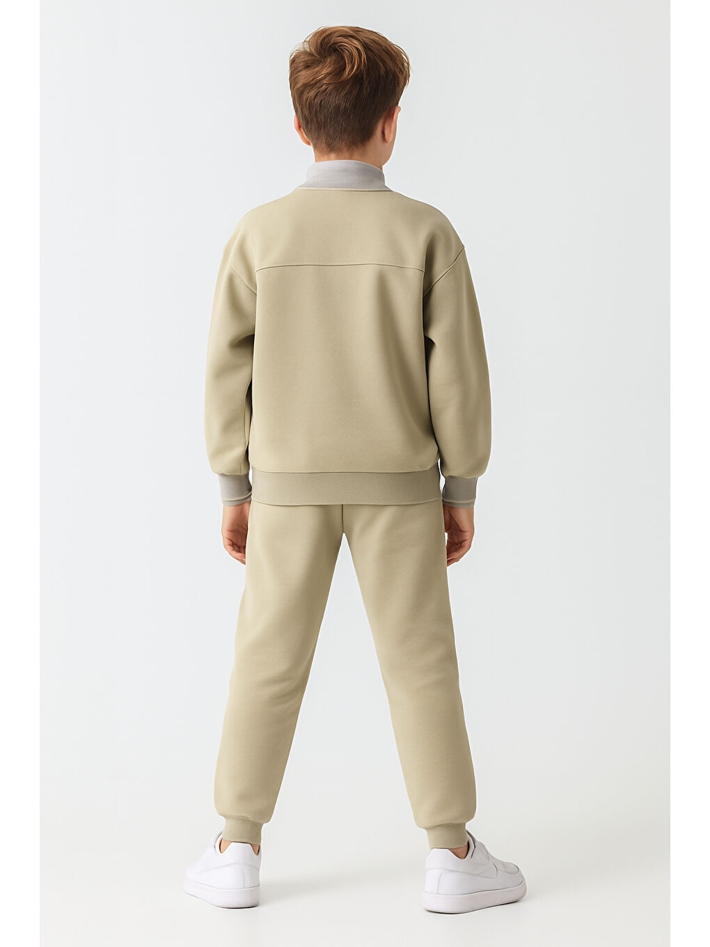 Yeşil Erkek Çocuk Brooklyn Stay Strong Baskılı 3 İplik Kalın Kışlık Eşofman Takımı Ak4225-3