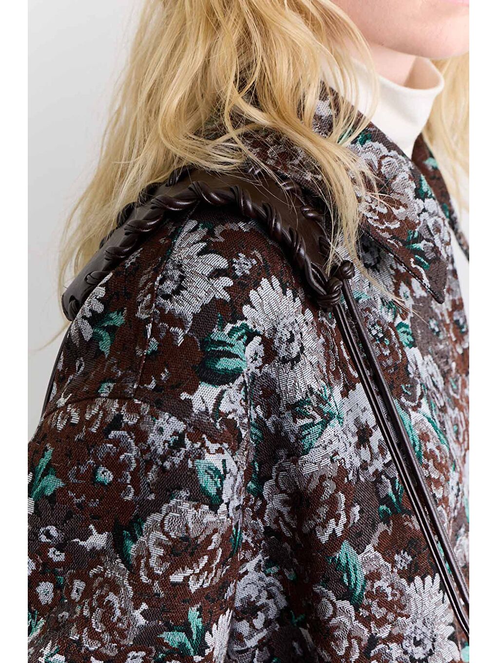 Kahverengi Örgü Detaylı Tote Çanta Acı Kahve-2