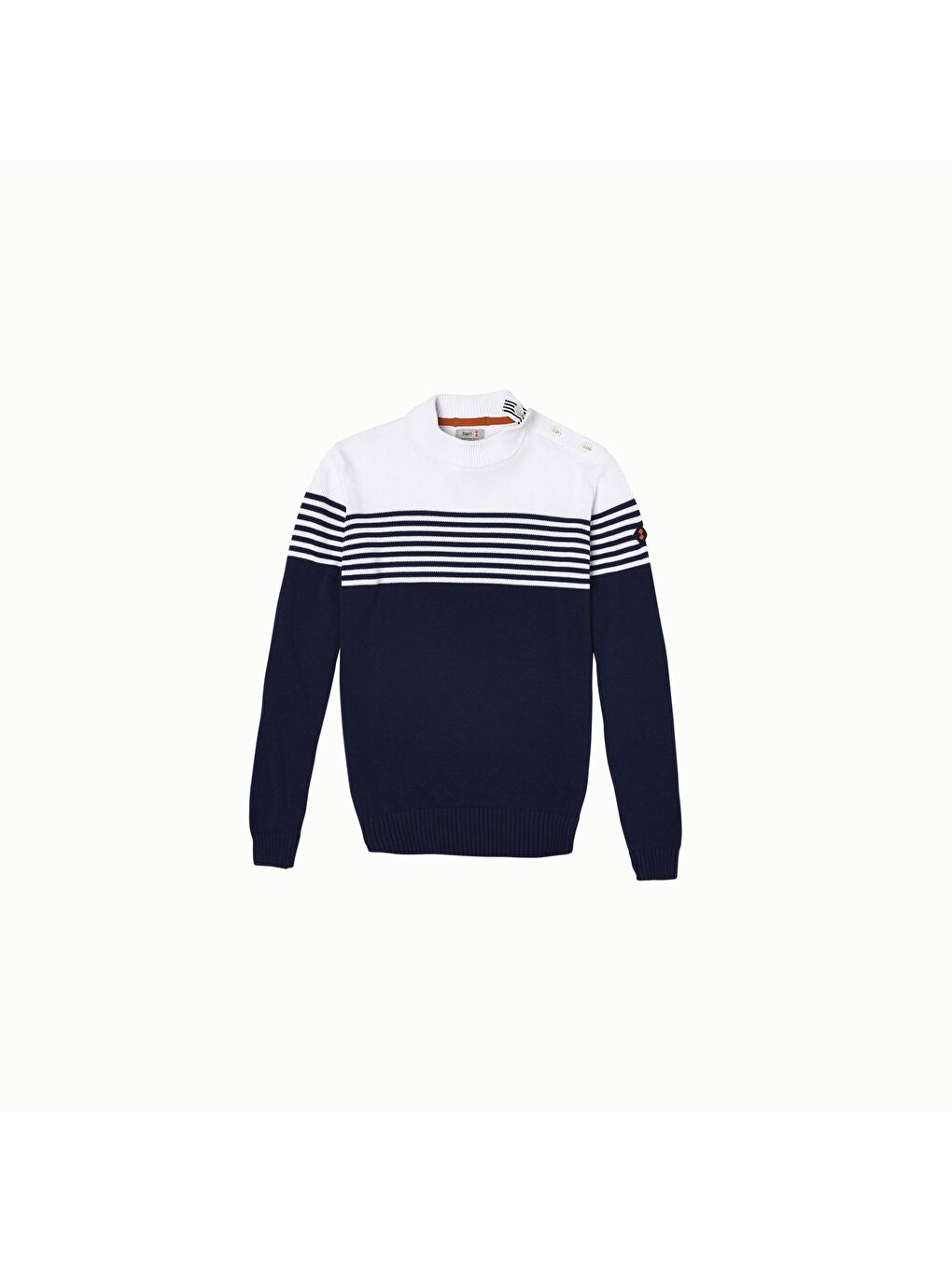 Lacivert Yarım Balıkçı Yaka Çizgili Erkek Sweatshirt-1