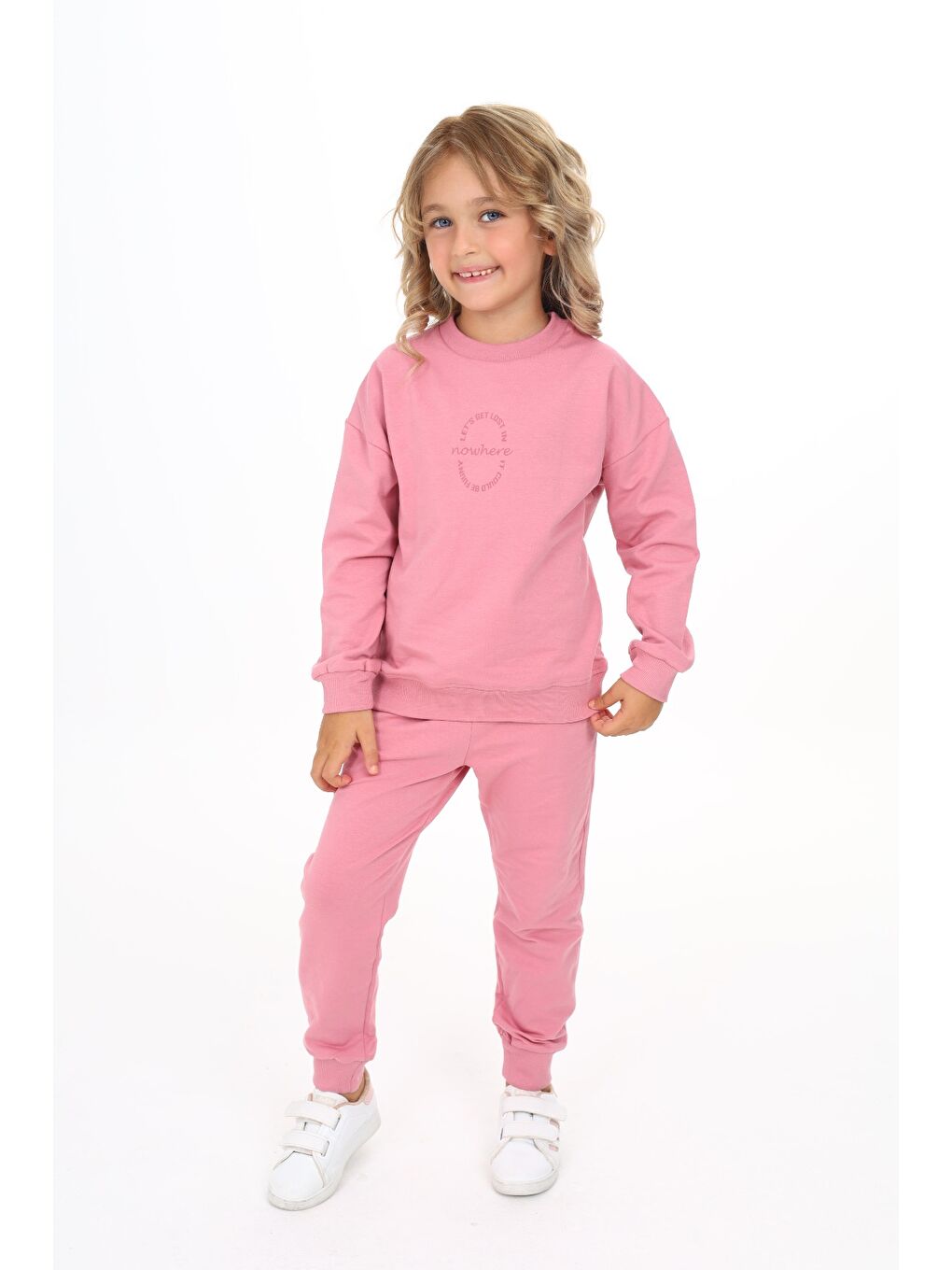 Pembe Kız Çocuk Baskılı Eşofman Takım