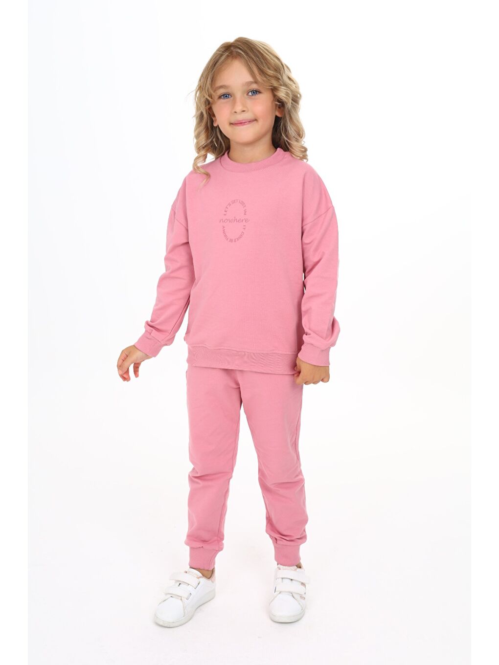 Pembe Kız Çocuk Baskılı Eşofman Takım-1