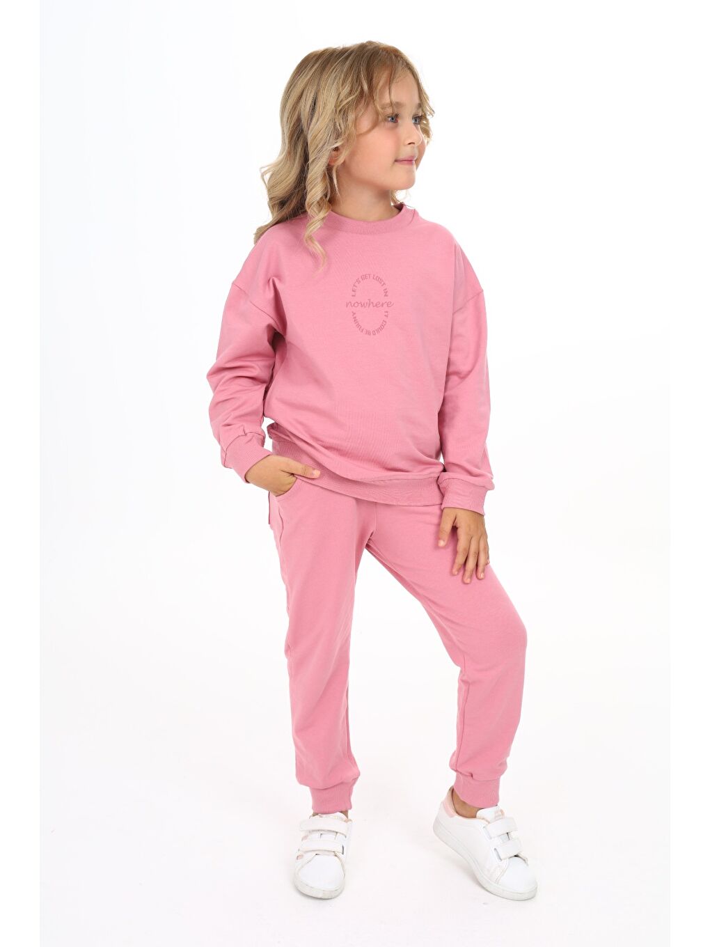 Pembe Kız Çocuk Baskılı Eşofman Takım-2