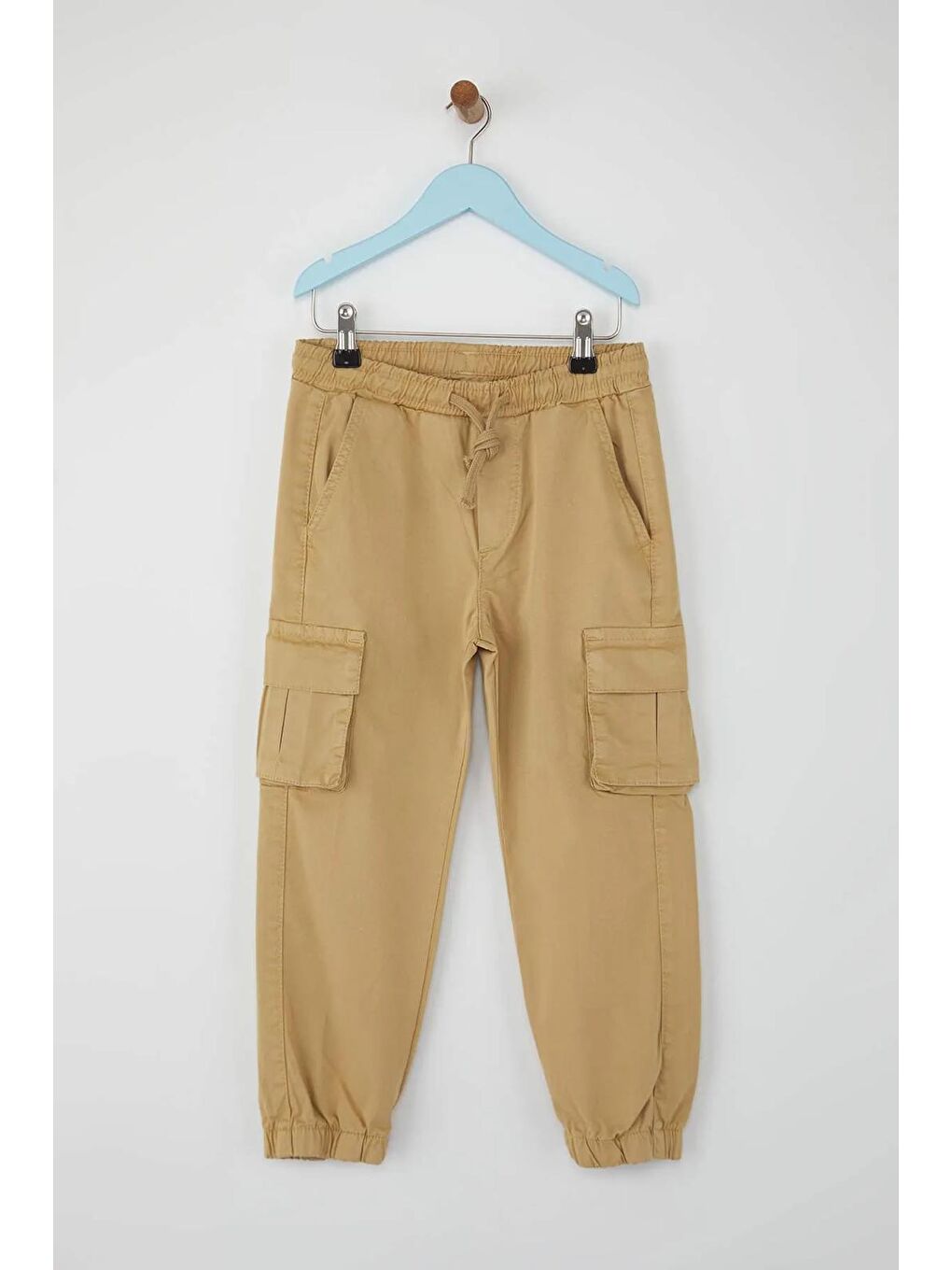 Bej Erkek Çocuk 100% Pamuk Düz Dokuma Pantolon-1