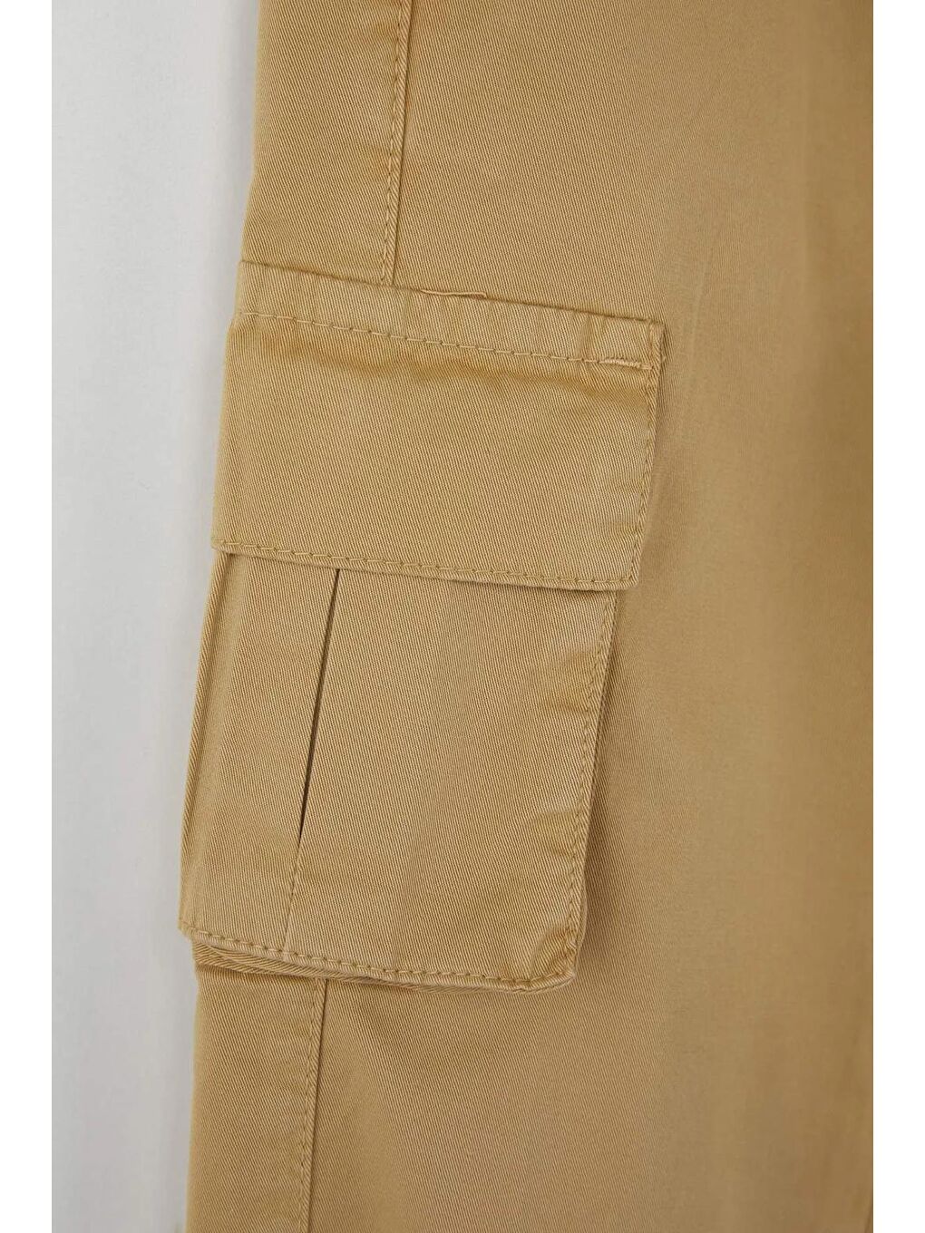 Bej Erkek Çocuk 100% Pamuk Düz Dokuma Pantolon-2