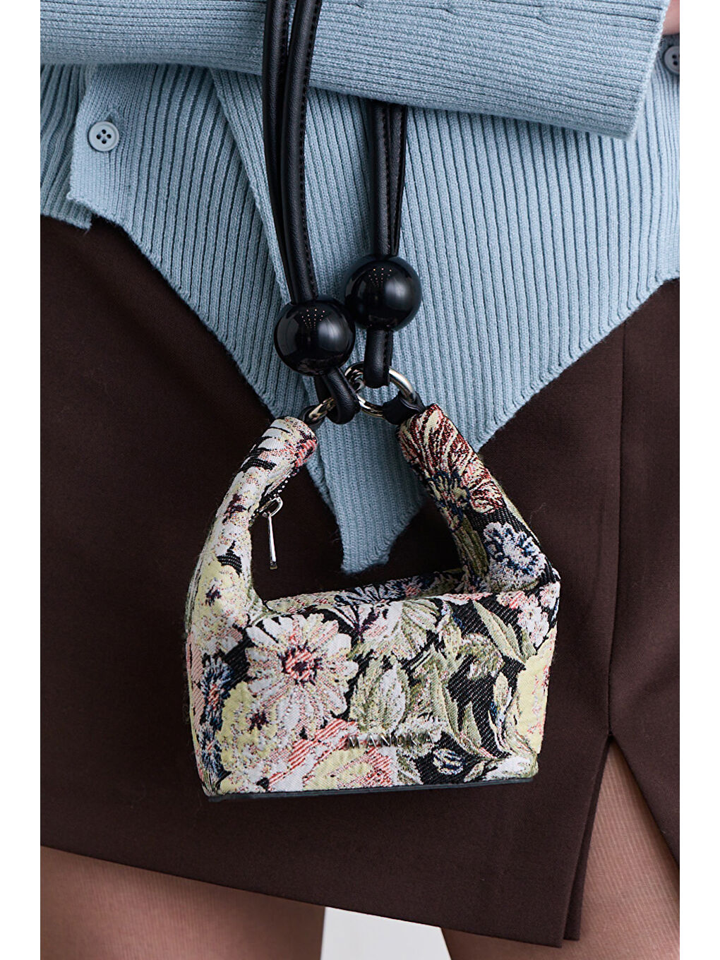 Pembe Jakar Desenli Mini Çanta Pudra-1