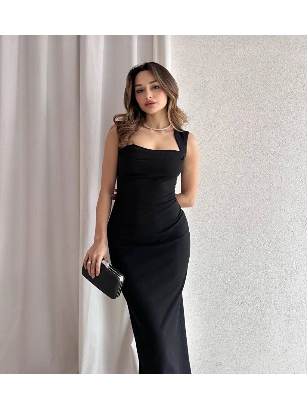 Siyah Kadın Maxi Elbise-1