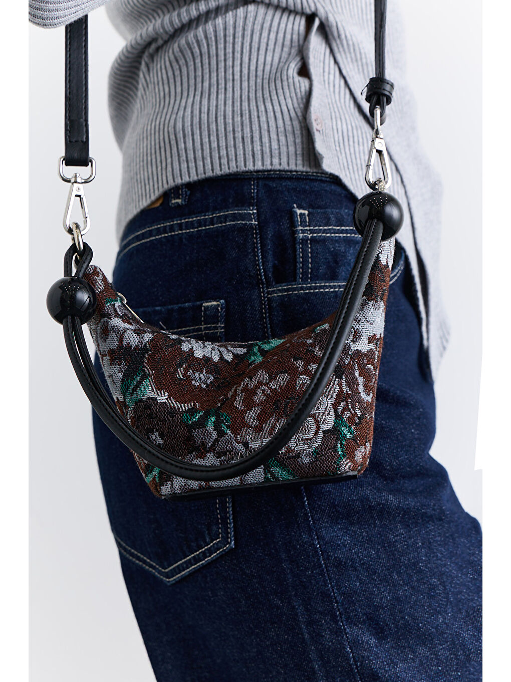 Jakar Desenli Mini Çanta Kahverengi