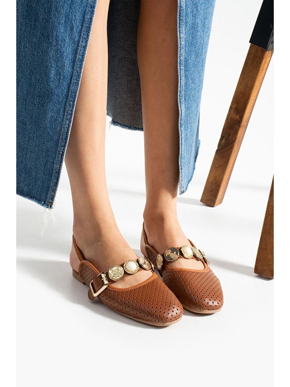 Kahverengi Luwe Hafif Ses Yapmaz Toka Detaylı Hava Alabilen Günlük Ev Ofis Kadın Babet