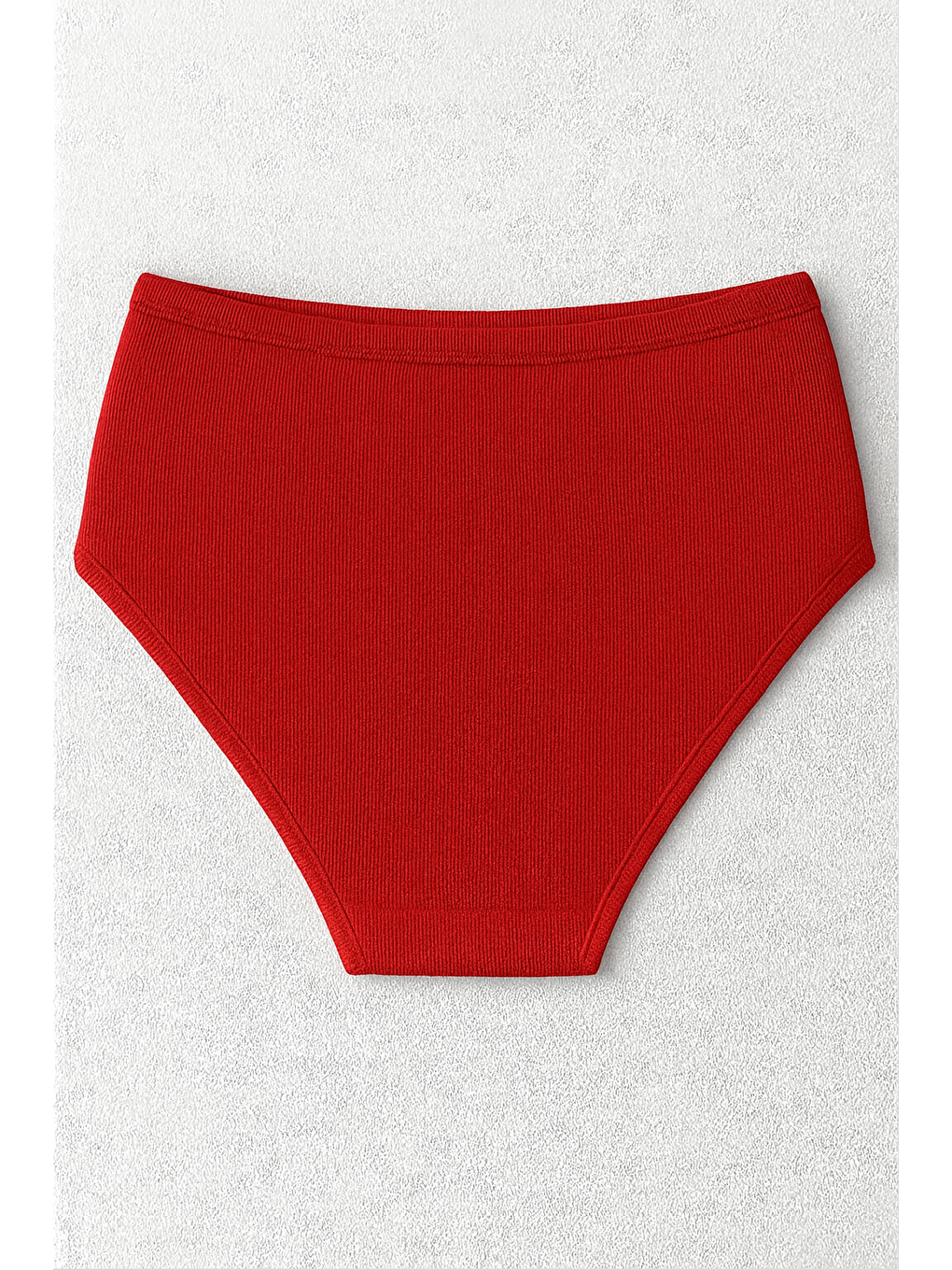 Kadın Yüksek Bel Pamuklu Ribana Slip Külot 3'Lü Paket – Esnek & Rahat | Kırmızı K0305-2