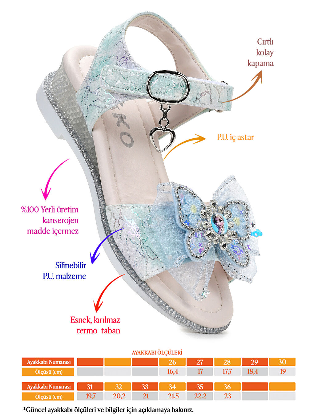 Mavi Pige Fiyonklu Kız Çocuk Sandalet Ayakkabı-1