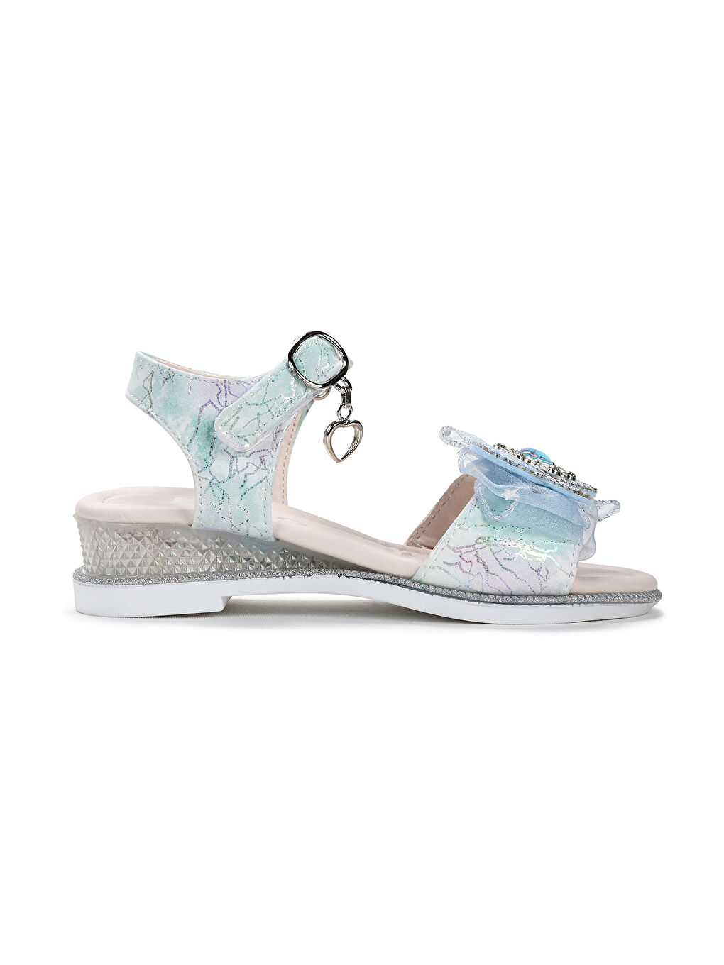 Mavi Pige Fiyonklu Kız Çocuk Sandalet Ayakkabı-2