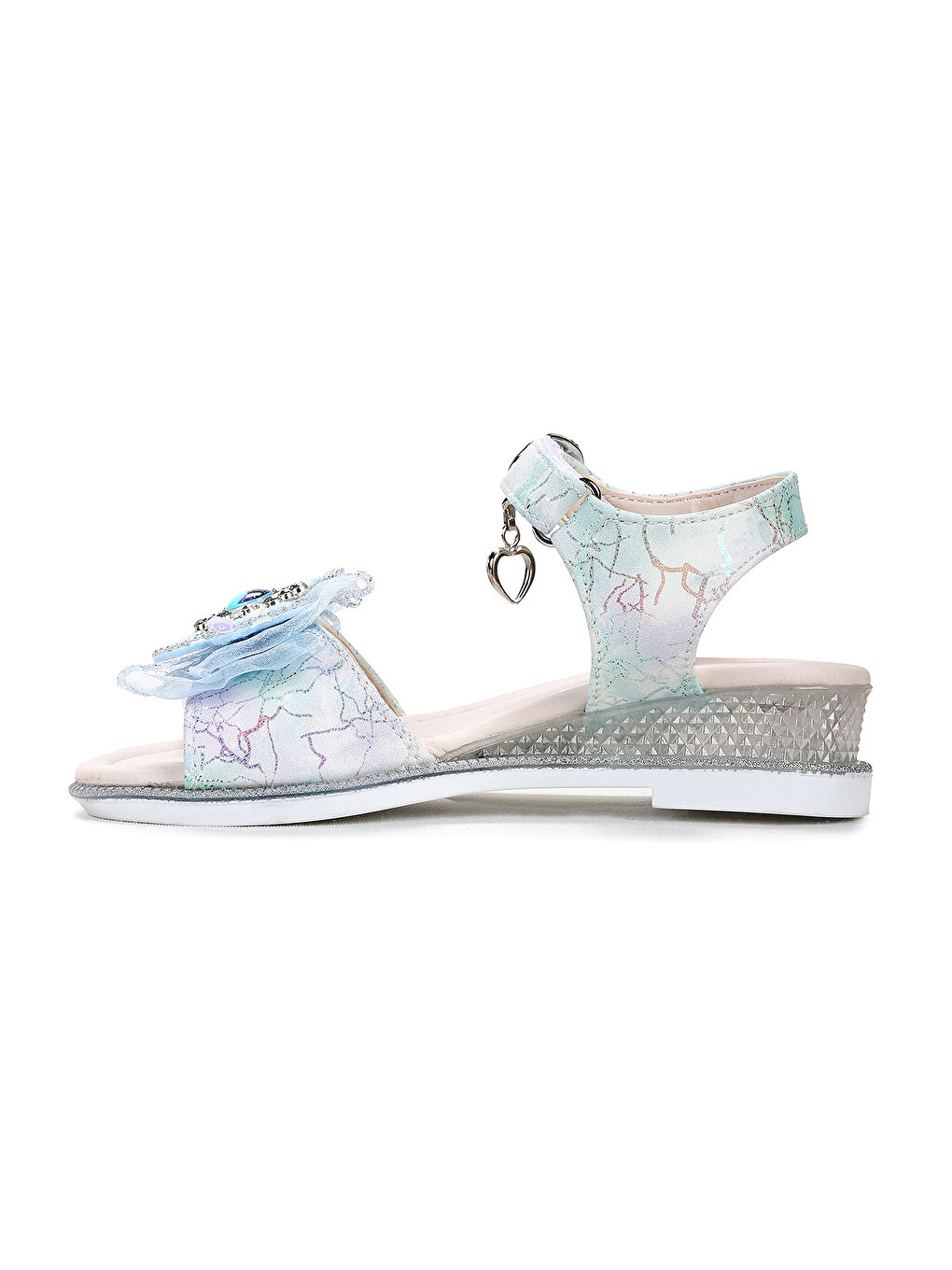 Mavi Pige Fiyonklu Kız Çocuk Sandalet Ayakkabı-3