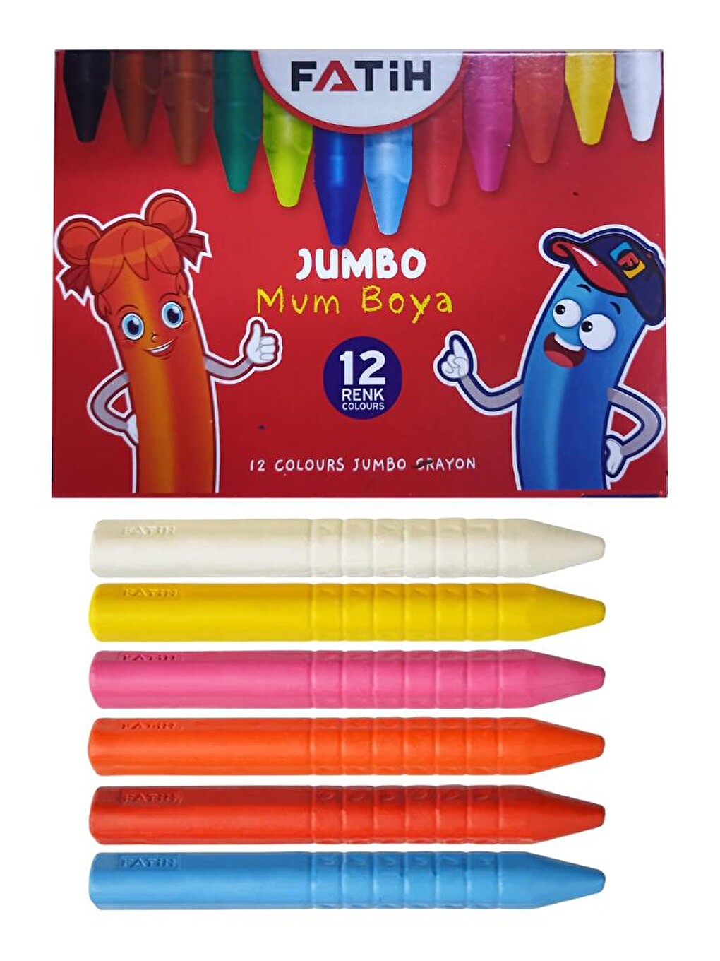 Jumbo Mum Boya 12 Li 1 Paket 12 Renk Jumbo Mumboya Elleri Kirletmeyen Yıkanabilir Silinebilir Karton