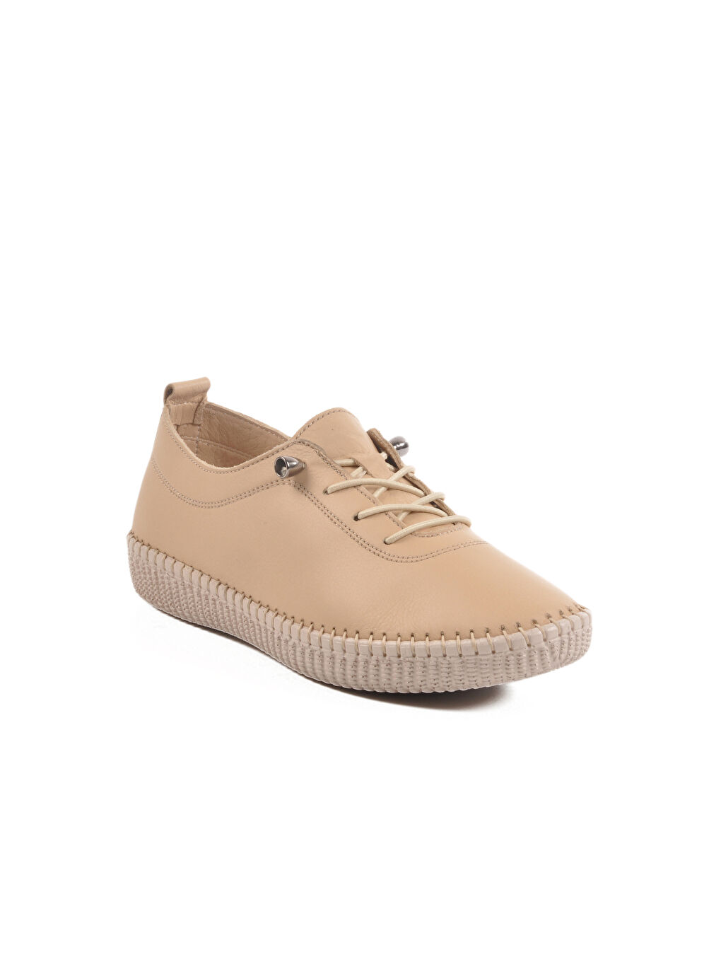 Ekru Pepita Krem Hakiki Deri Anatomik Kadın Casual Ayakkabı 7230 Z-2