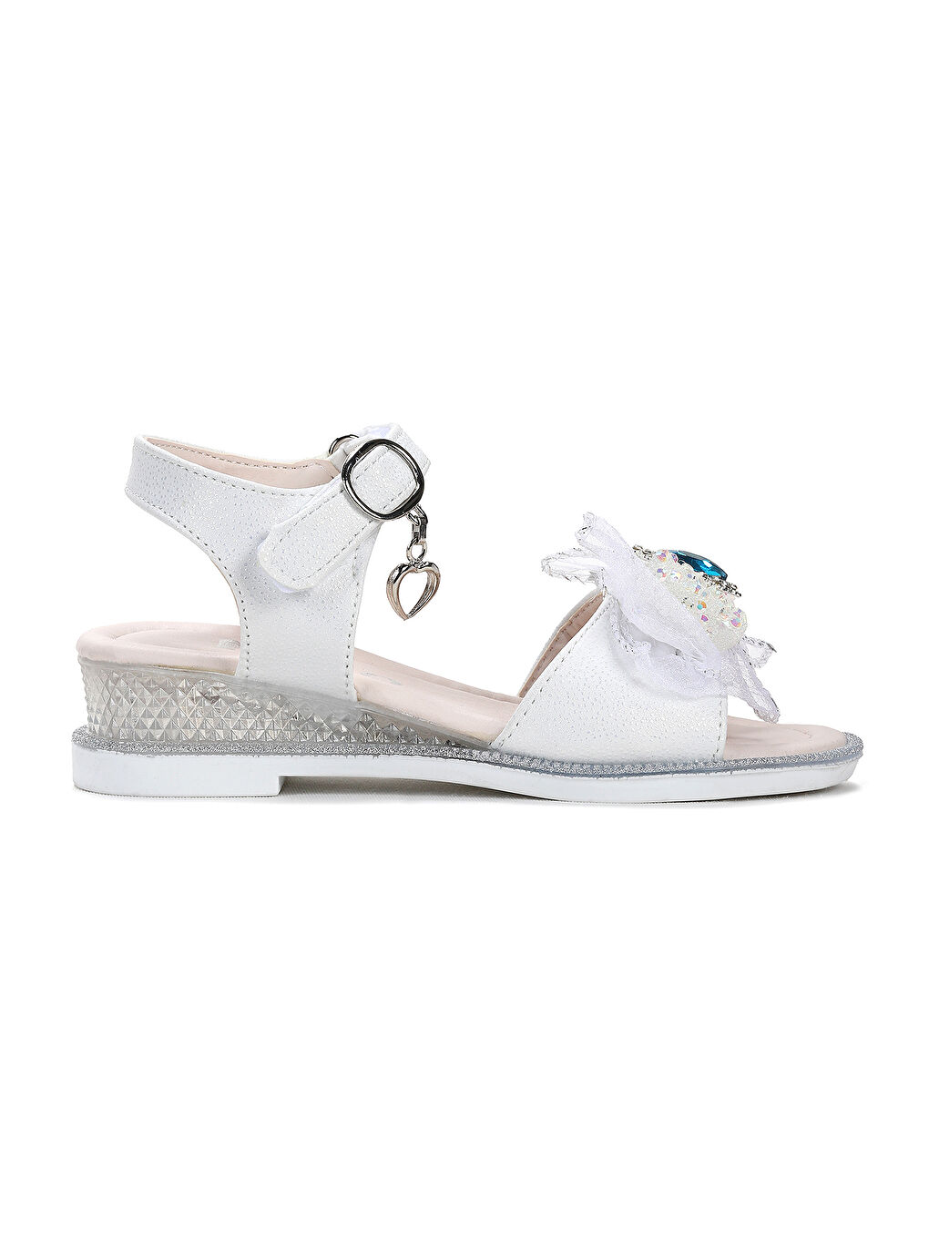 Beyaz Bufly Fiyonklu Kız Çocuk Sandalet Ayakkabı-2