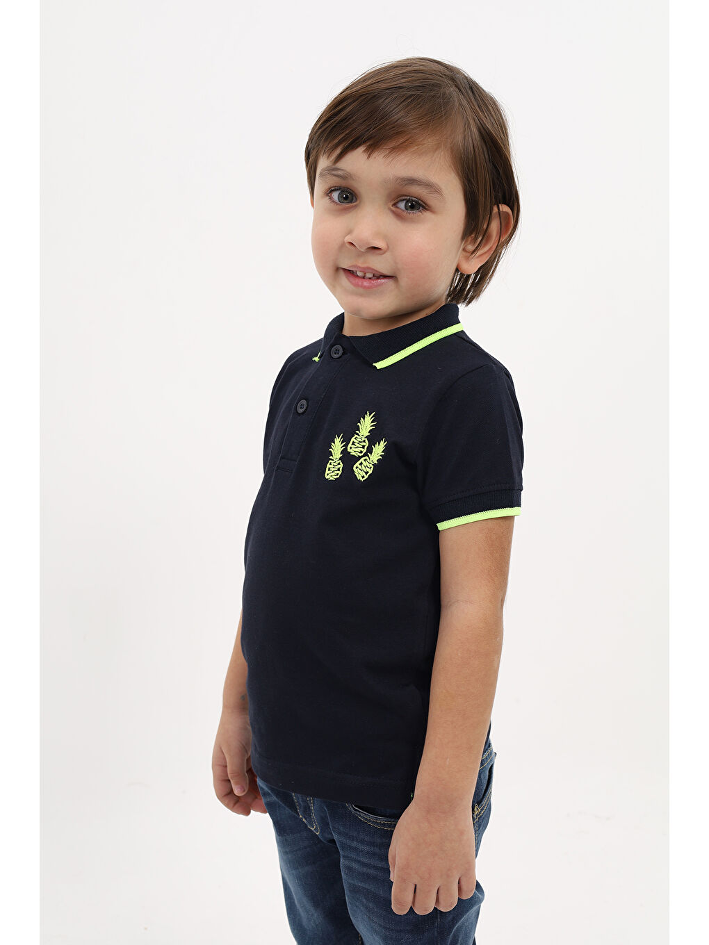 Lacivert Erkek Çocuk Nakışlı Tişört-1