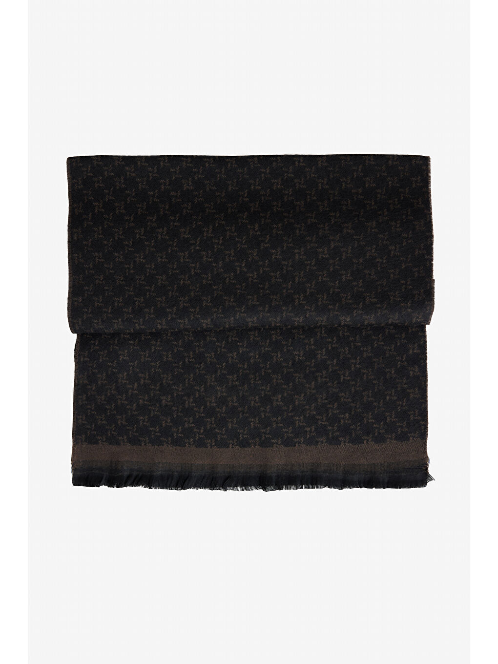 Kahverengi Erkek Kahve-Siyah Desenli Standart Fit Atkı