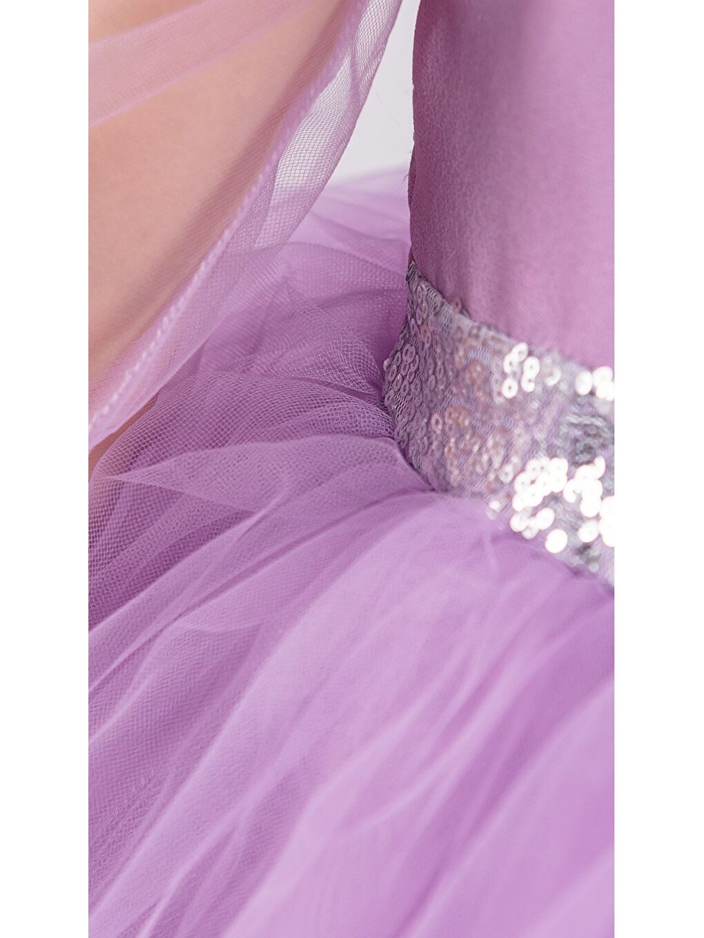 Lila Kanatlı Kız Çocuk Şifon Kol Abiye MNK0534-7