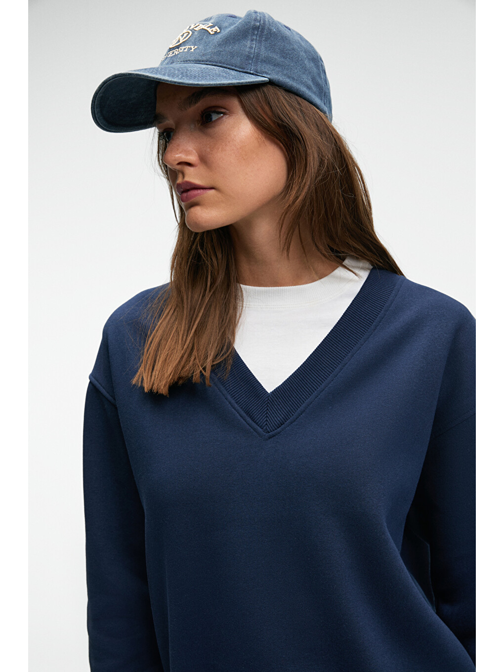 Arınel Kadın V Yaka Regular Fit Lacivert Sweatshirt-2