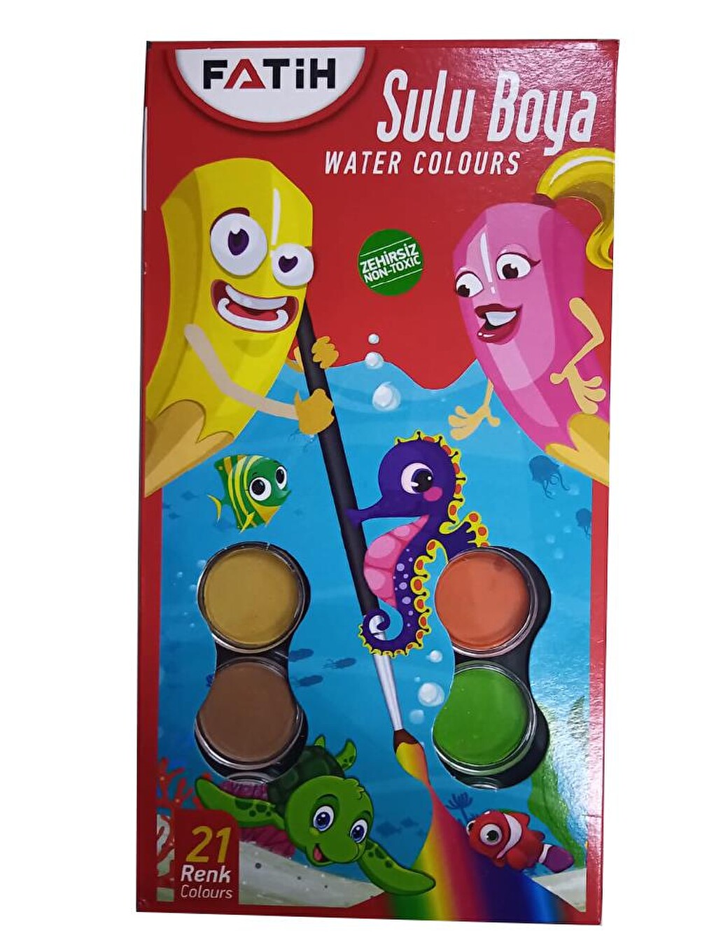 21 Li Sulu Boya Ve Suluboya Fıçası 1 Adet 21 Renk Suluboya