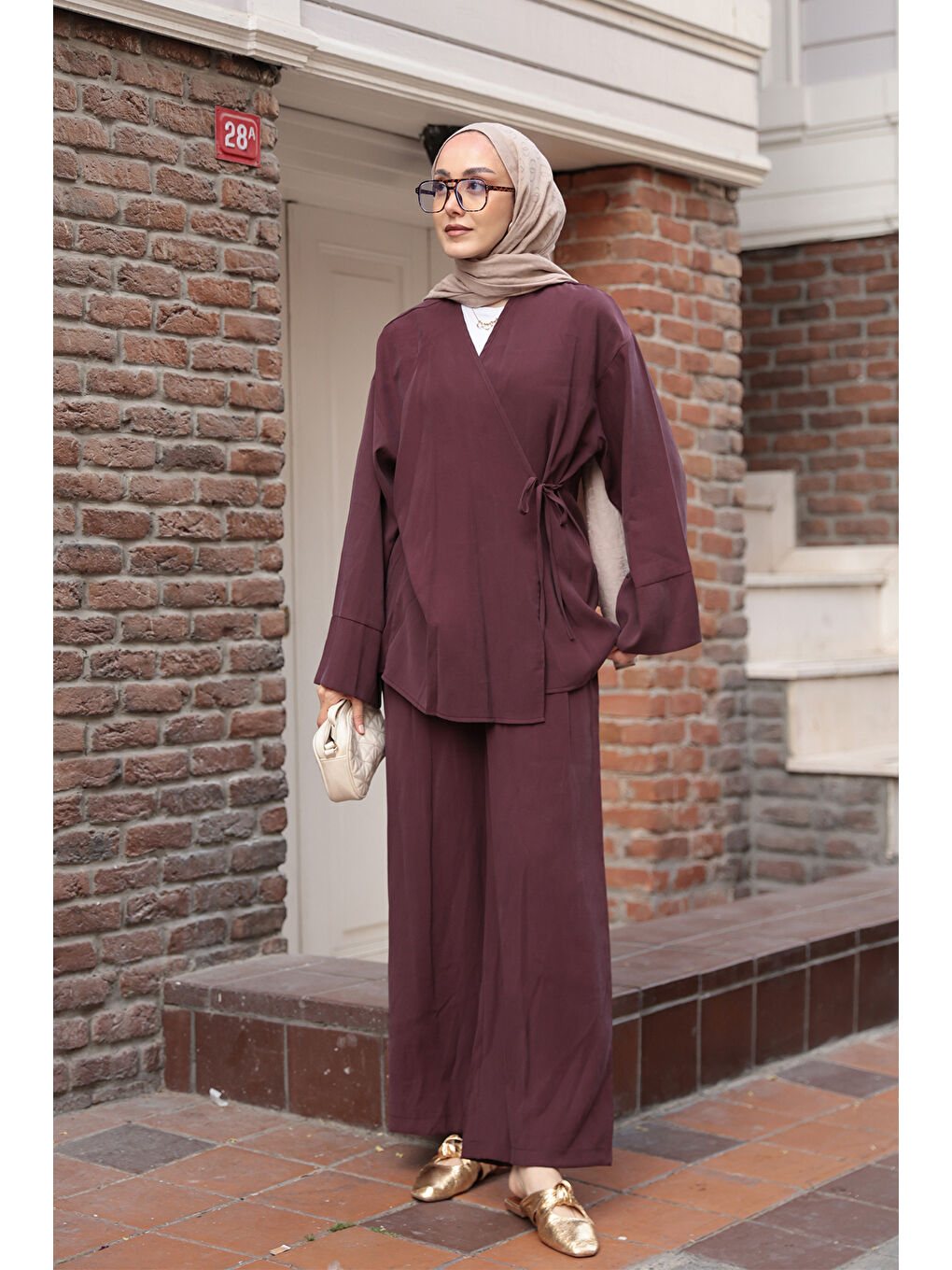 Kadın Yandan Bağlamalı Takım Mürdüm