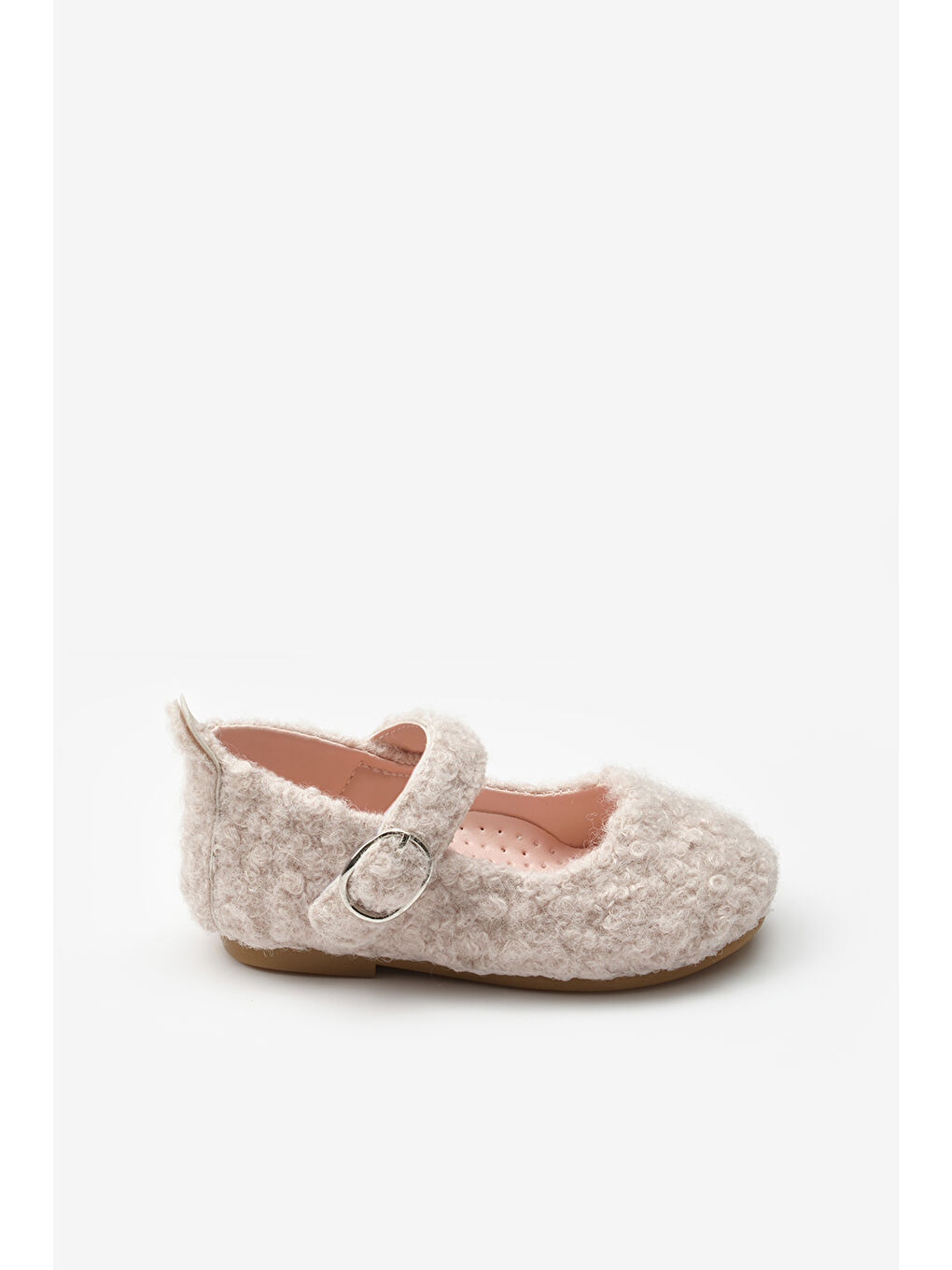 Ekru Krem Pelüş Teddy Kız Çocuk Ayakkabı-1