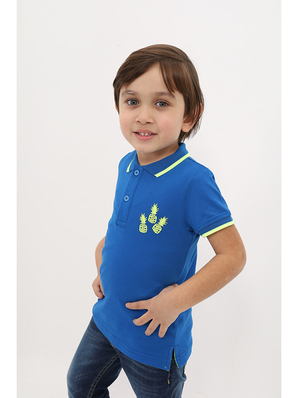 Mavi Erkek Çocuk Nakışlı Tişört-1