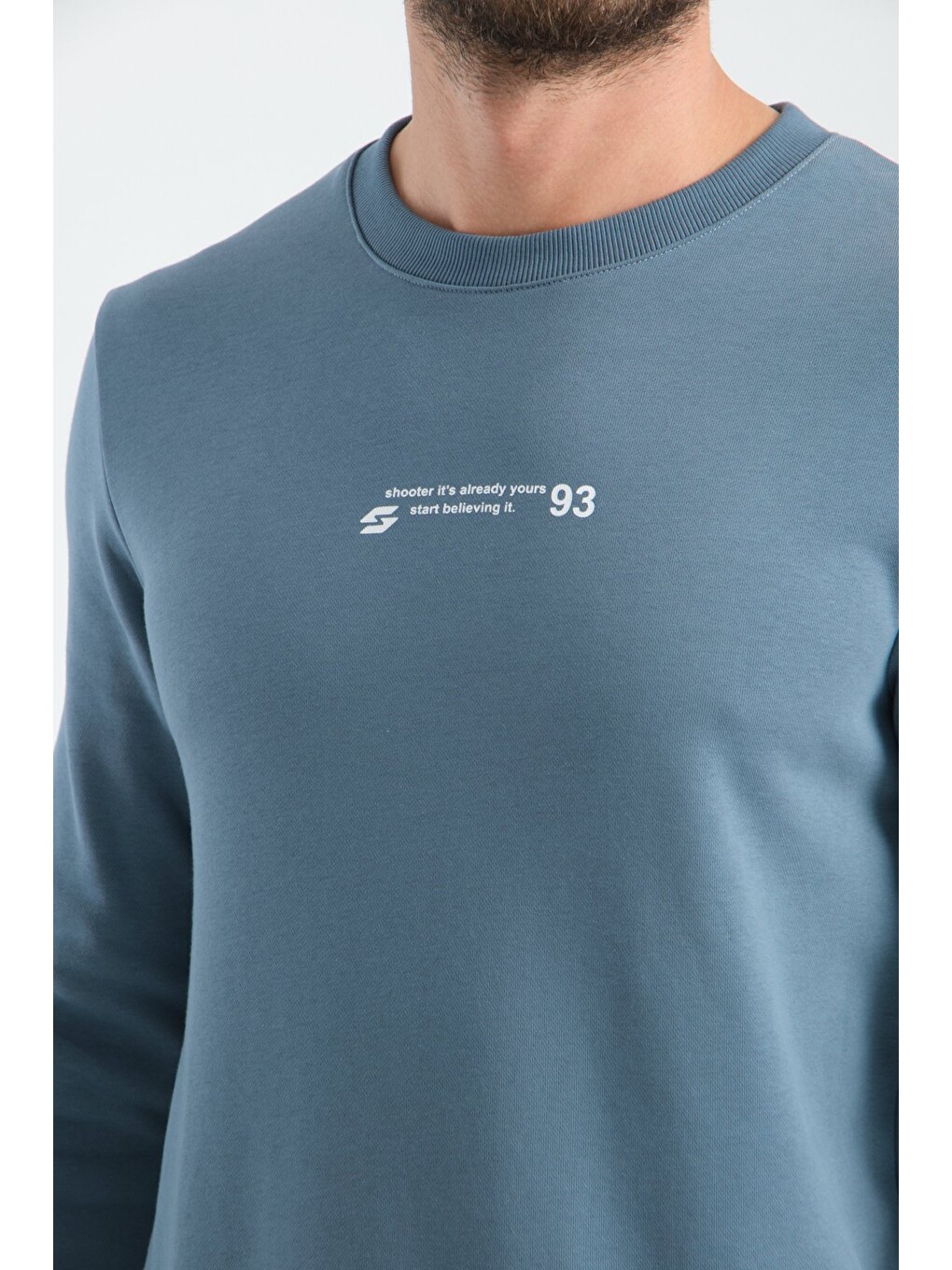 Orman Yeşili Erkek Üç İplik Sweatshirt Regular Fit Pamuklu Bisiklet Yaka Günlük Spor Basic-1