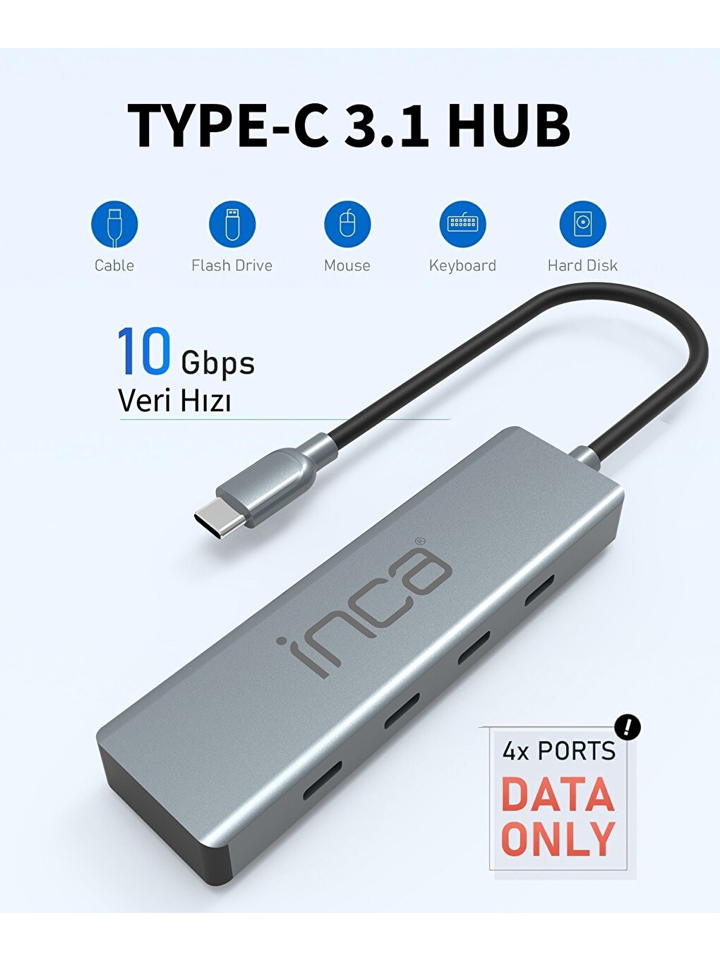 Itpt-4tx 4 Port Type-c 3.1 10gbps Type-c Çoklayıcı-2