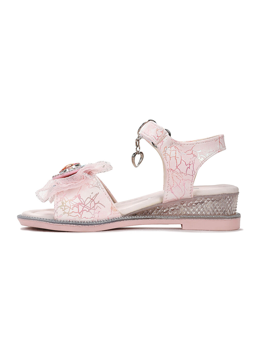 Pembe Pige Fiyonklu Kız Çocuk Sandalet Ayakkabı-3