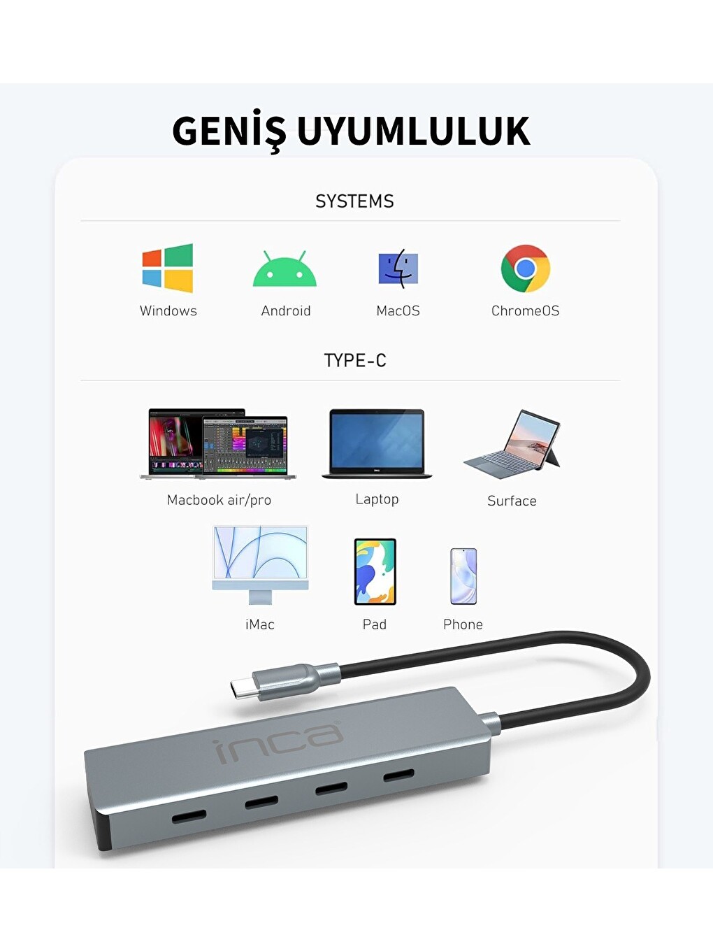 Itpt-4tx 4 Port Type-c 3.1 10gbps Type-c Çoklayıcı-3