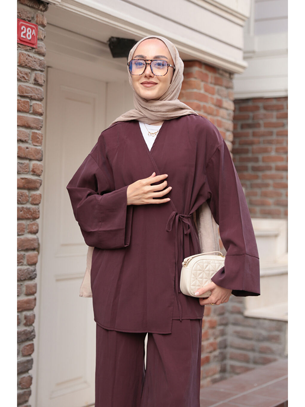 Kadın Yandan Bağlamalı Takım Mürdüm-3