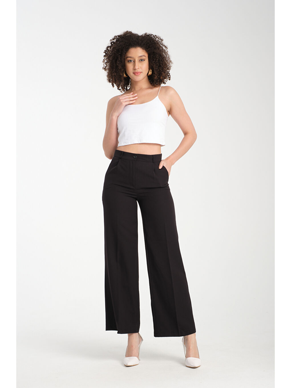 Siyah Kadın Plazzo Kumaş Pantolon 2985-4