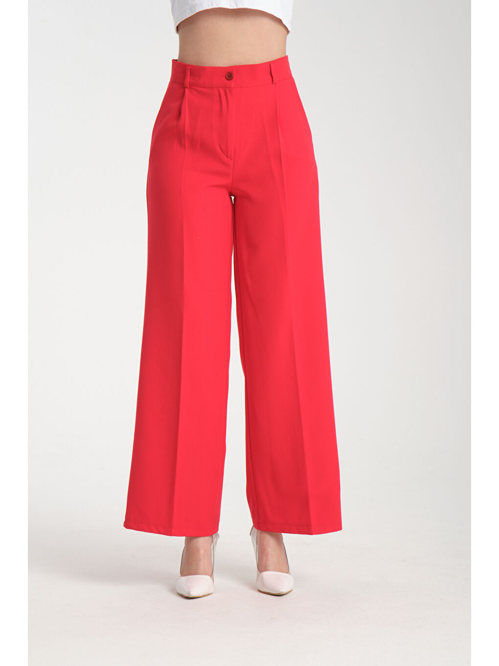 Kırmızı Kadın Plazzo Kumaş Pantolon 2985