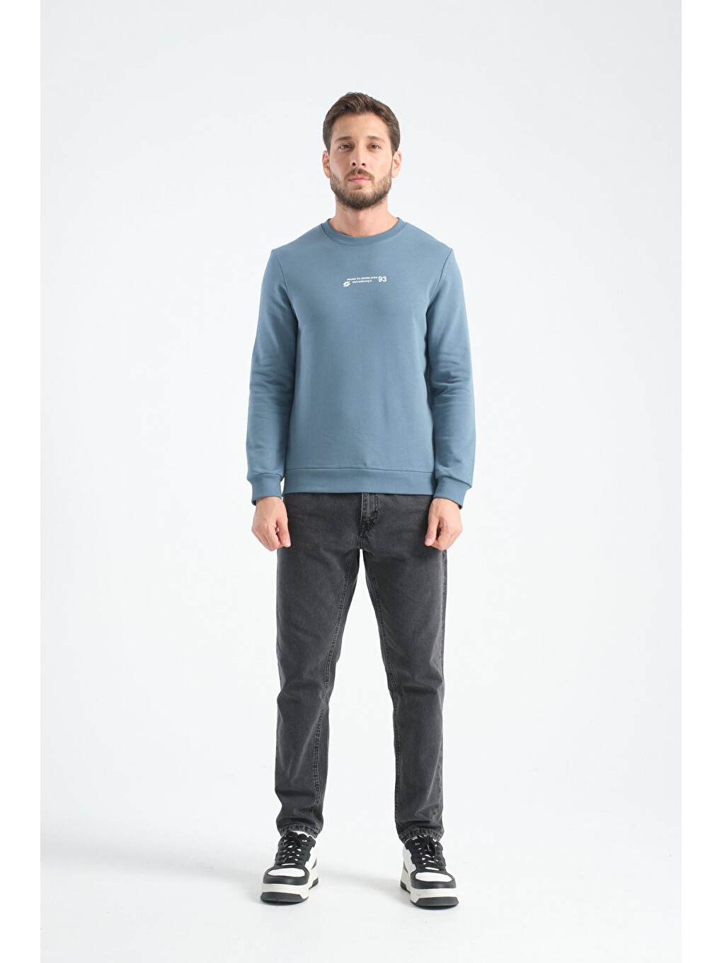 Orman Yeşili Erkek Üç İplik Sweatshirt Regular Fit Pamuklu Bisiklet Yaka Günlük Spor Basic-4